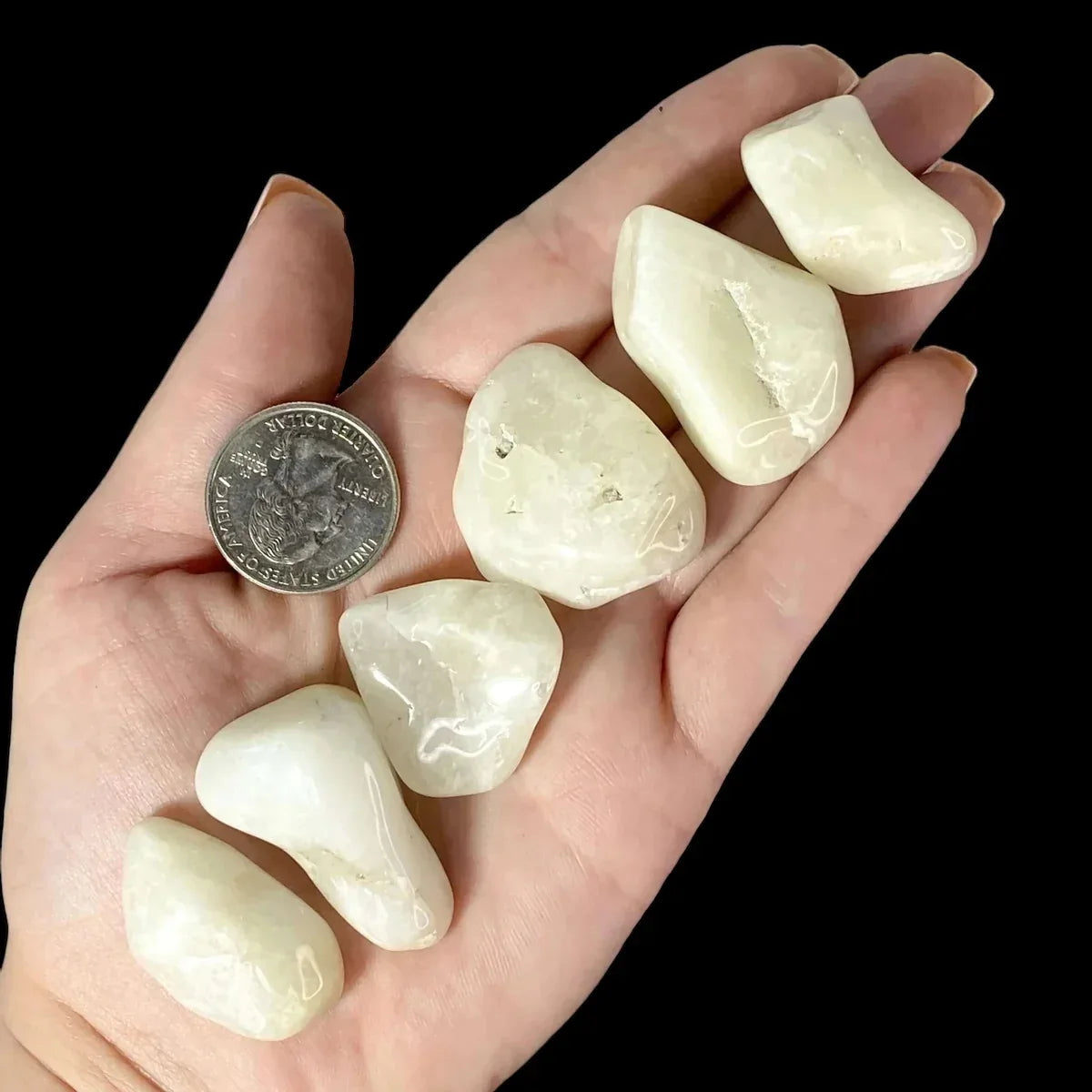 Sulfur in Quartz Tumbled Stones | Set of 2 - Mooncat Crystals