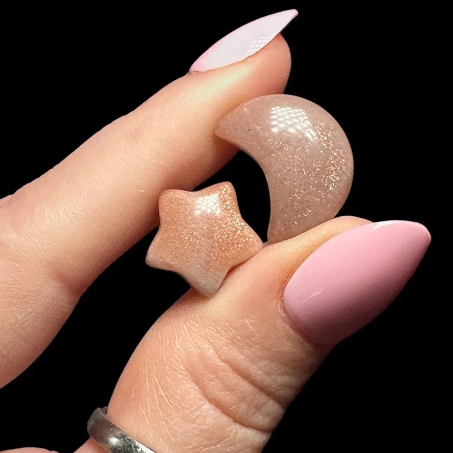 Sunstone & Moonstone Stars and Crescent Moons - Mooncat Crystals