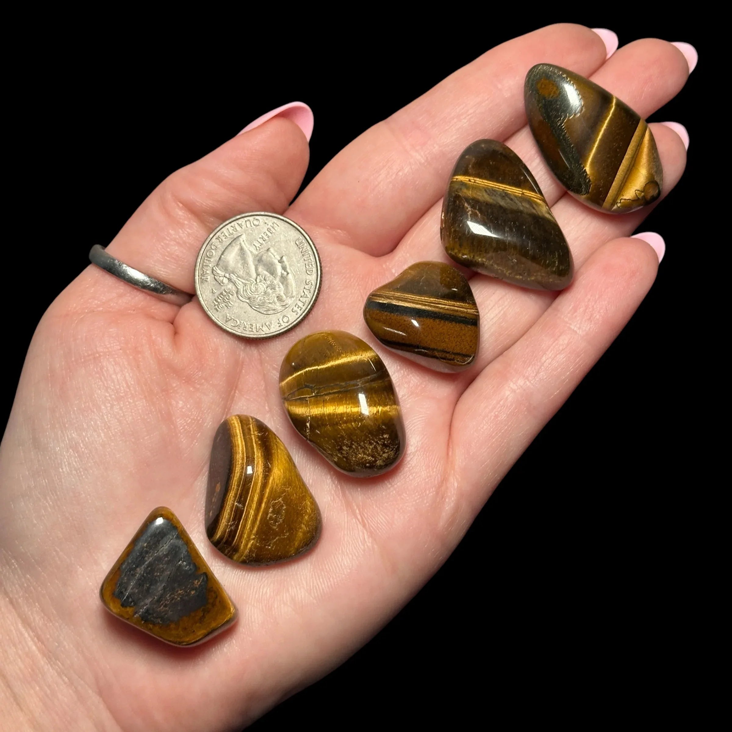 Tiger’s Eye Tumbles - Set of 2 - Mooncat Crystals