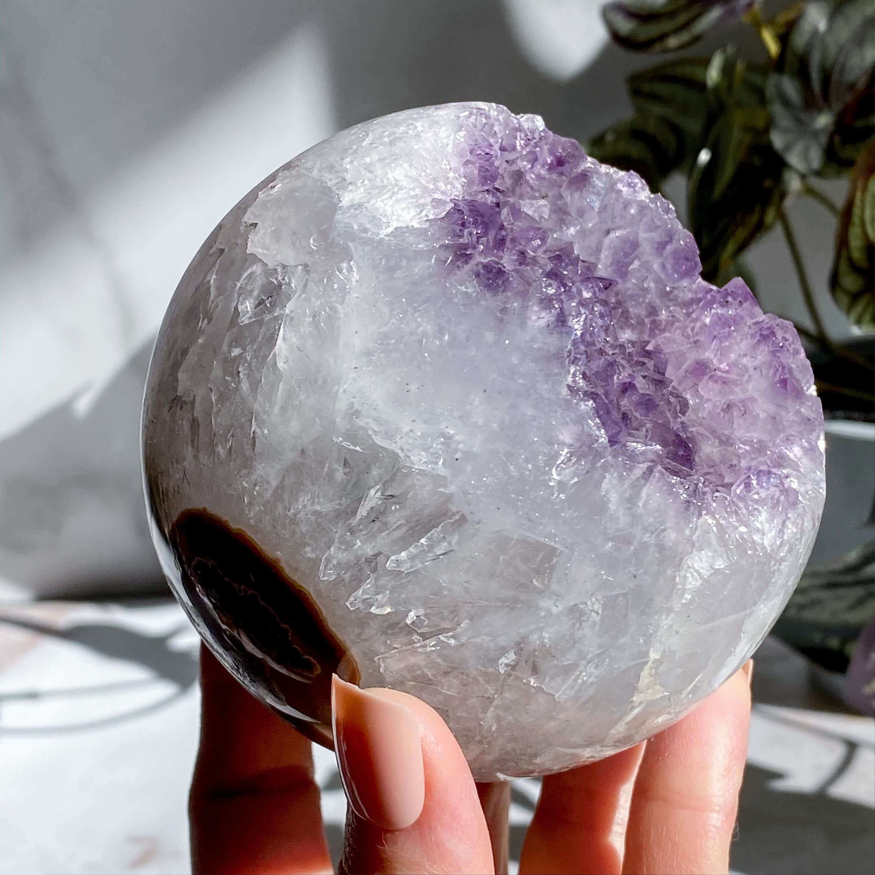 Amethyst Geode Sphere - 87mm | Stock J Mooncat Crystals