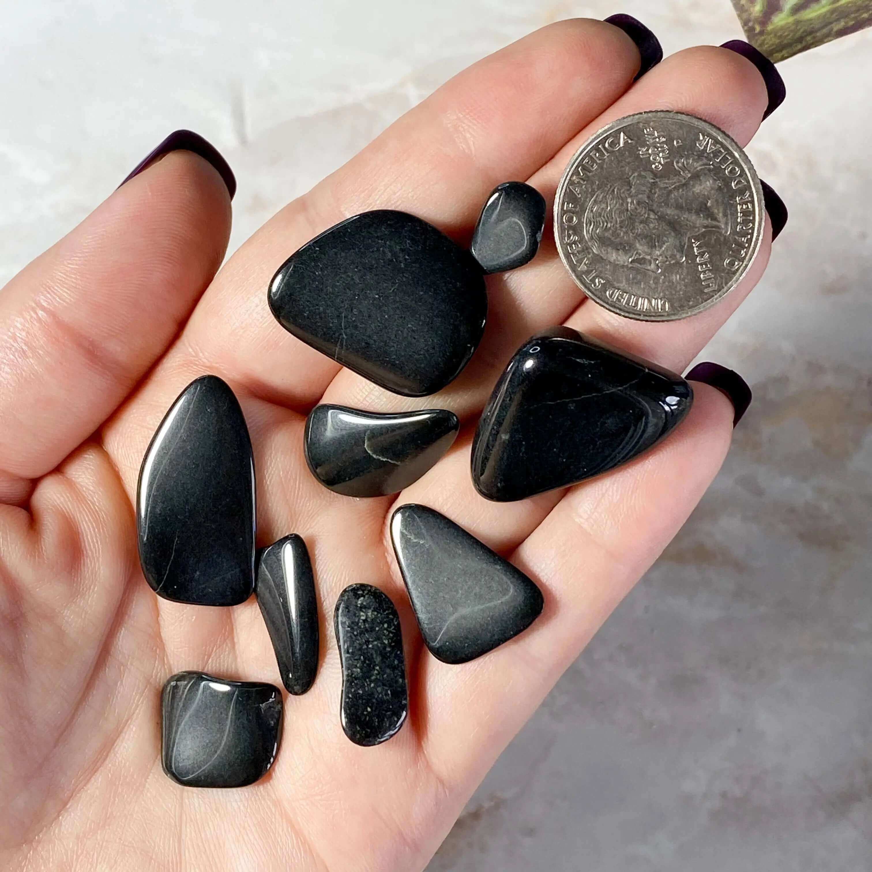 Australian Black Jade Tumbles | 25 Gram Lot Mooncat Crystals