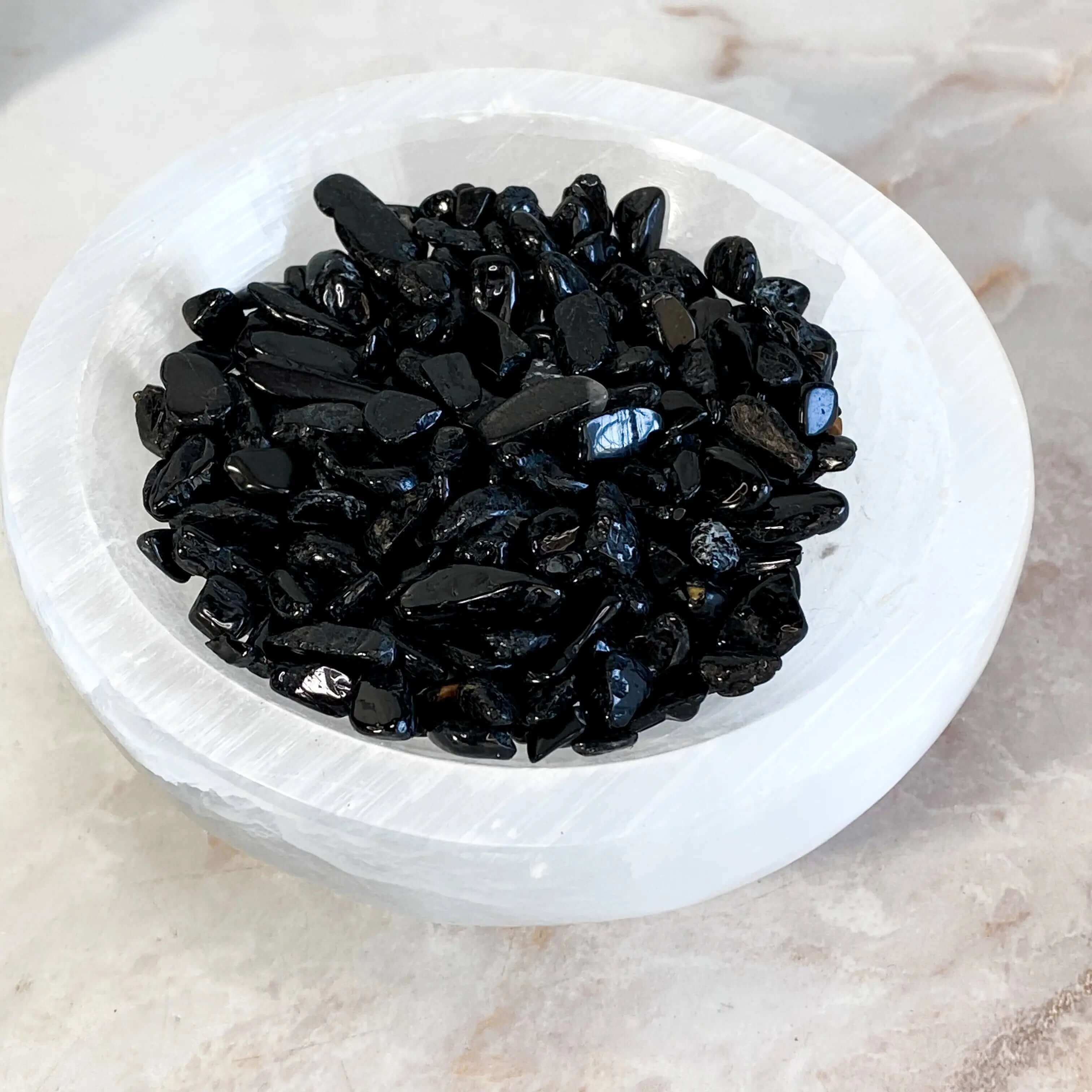 Black Tourmaline Chips - Extra Mini | 100 gram Lot Mooncat Crystals