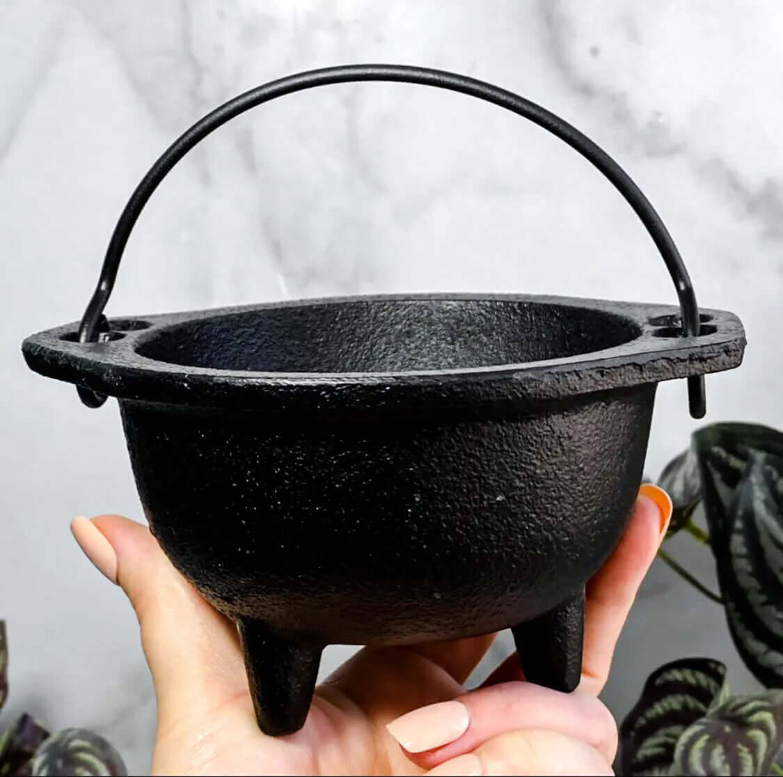 Cast Iron Incense Burner Cauldron | Large Mooncat Crystals
