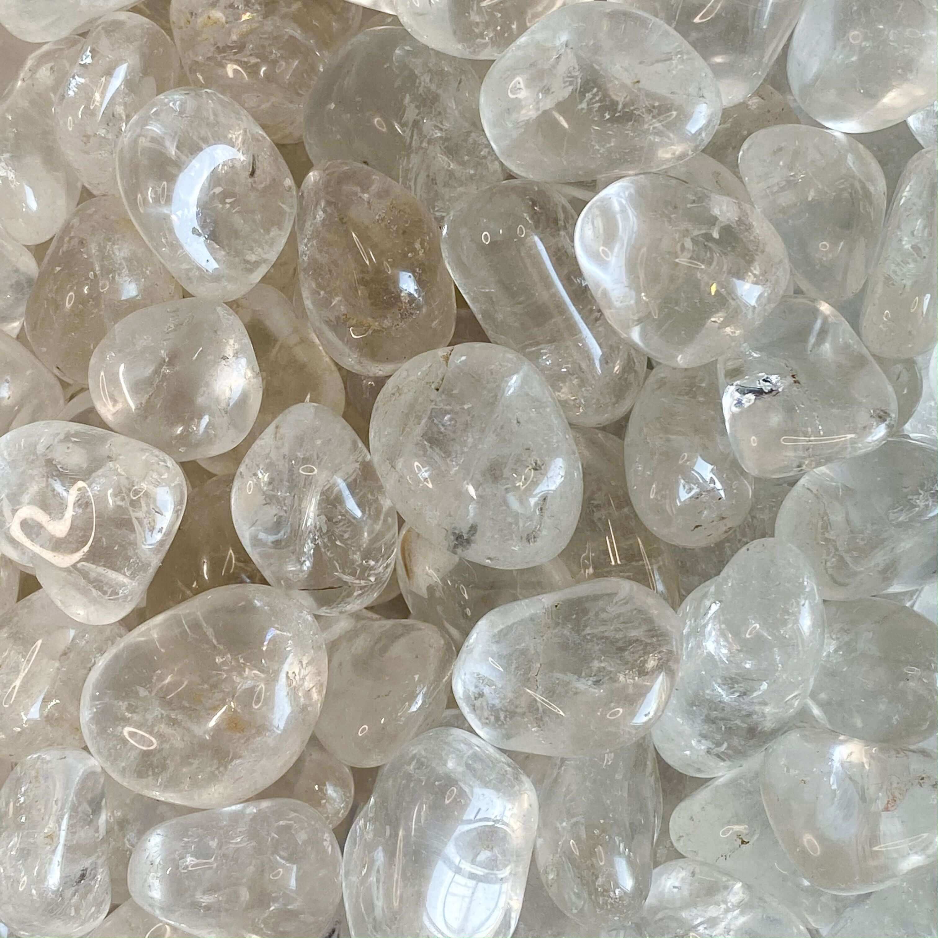 CLEARS THE MIND + AMPLIFIES INTENTIONS:: Clear Quartz Tumbles | Lot of 4