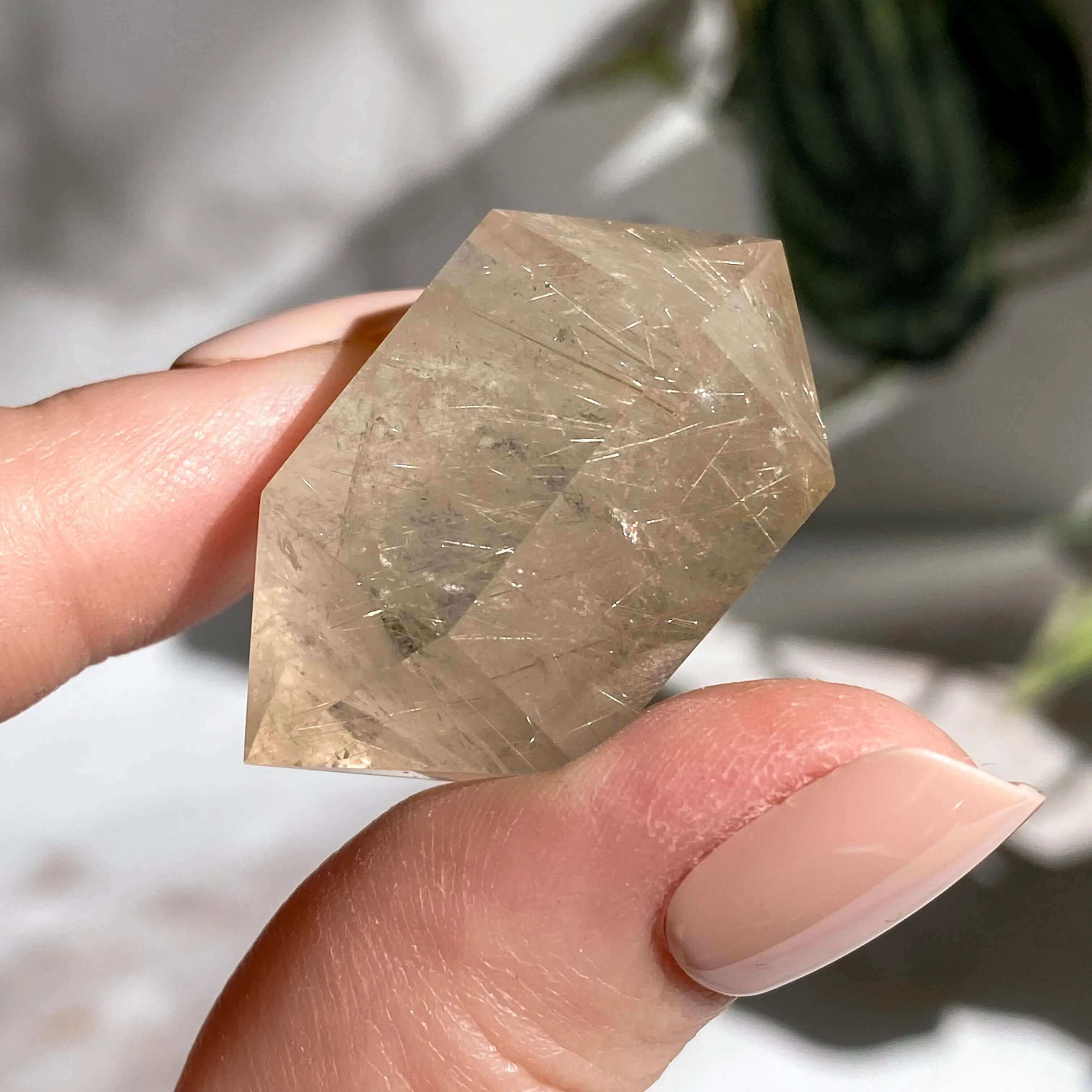 Double Terminted Rutilated Quartz Wand | Stock P Mooncat Crystals