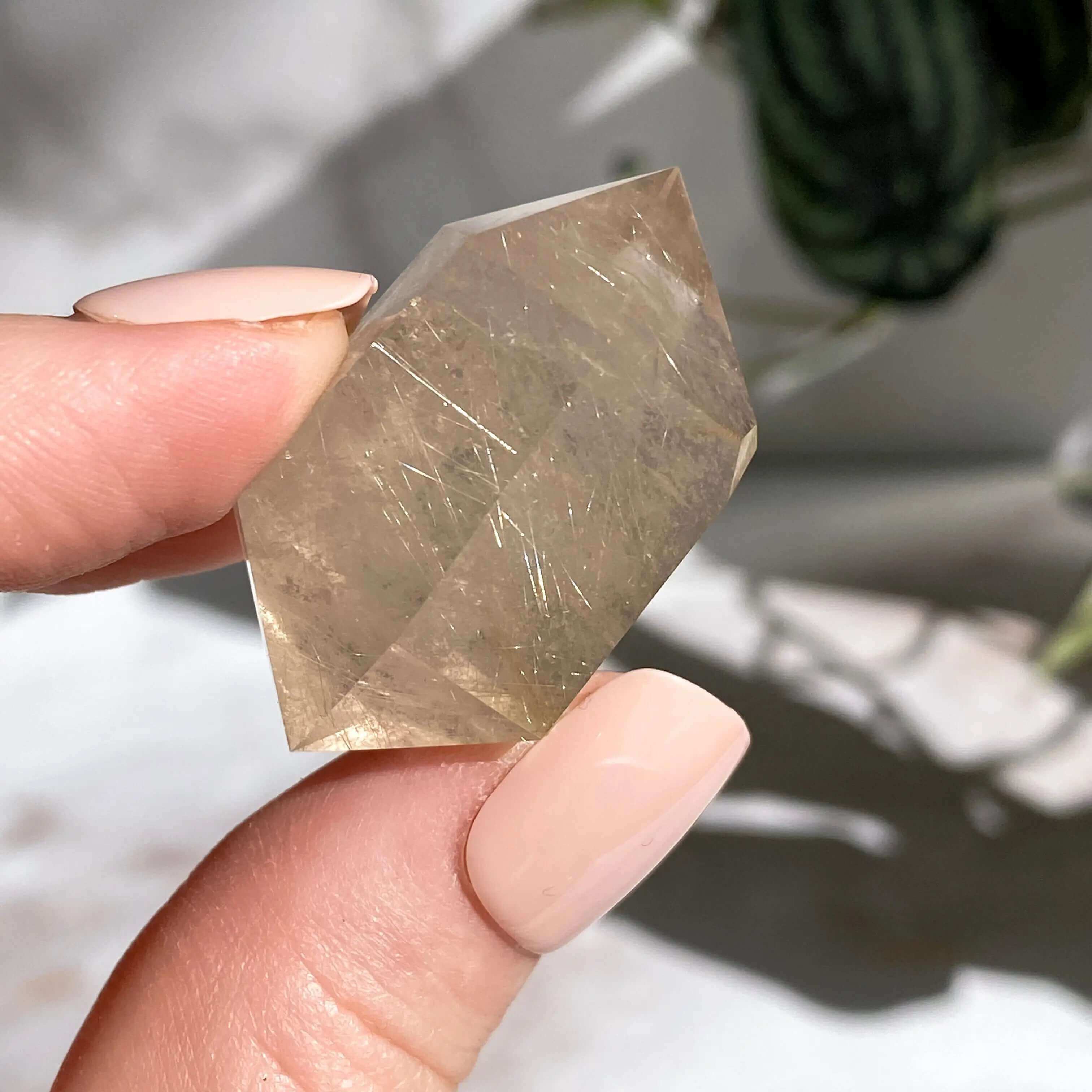 Double Terminted Rutilated Quartz Wand | Stock P Mooncat Crystals