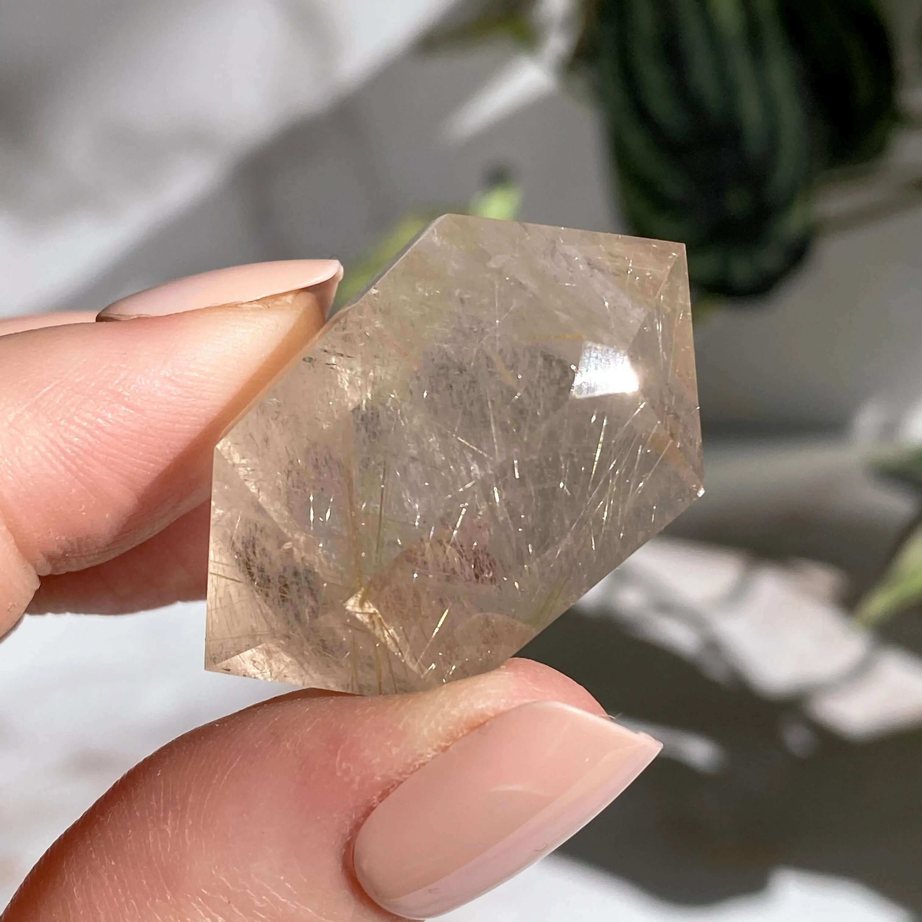 Double Terminted Rutilated Quartz Wand | Stock P Mooncat Crystals