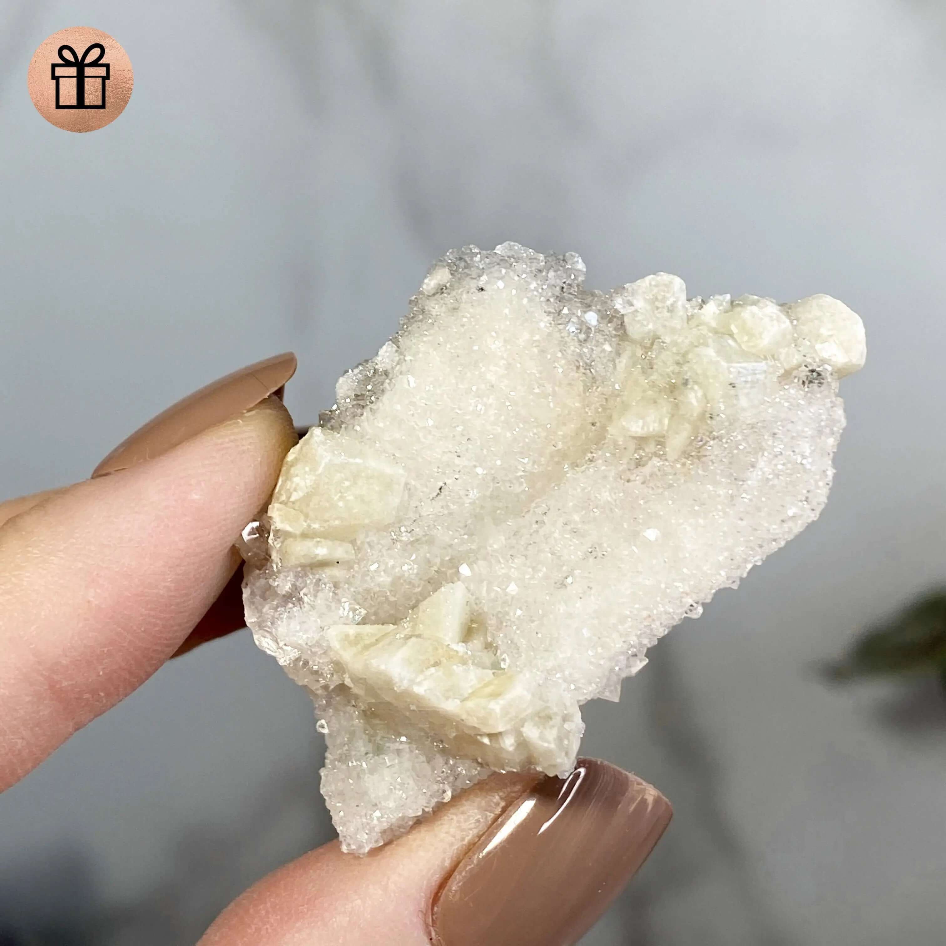 Druzy Pink Danburite with Calcite | Stock E Mooncat Crystals