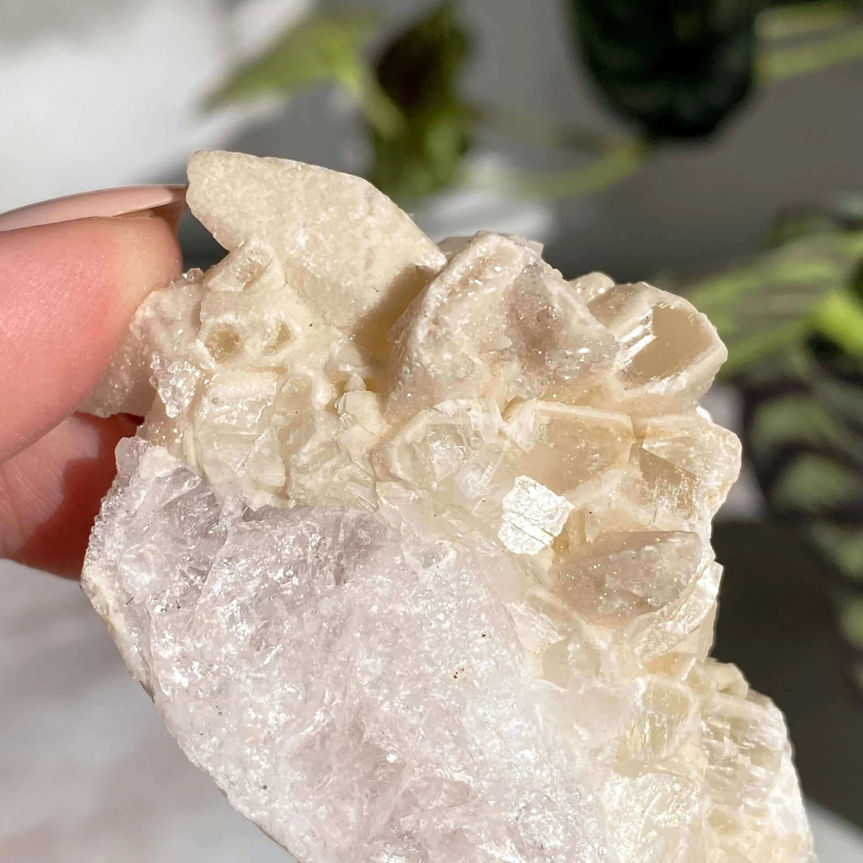 Druzy Pink Danburite with Calcite | Stock FF Mooncat Crystals
