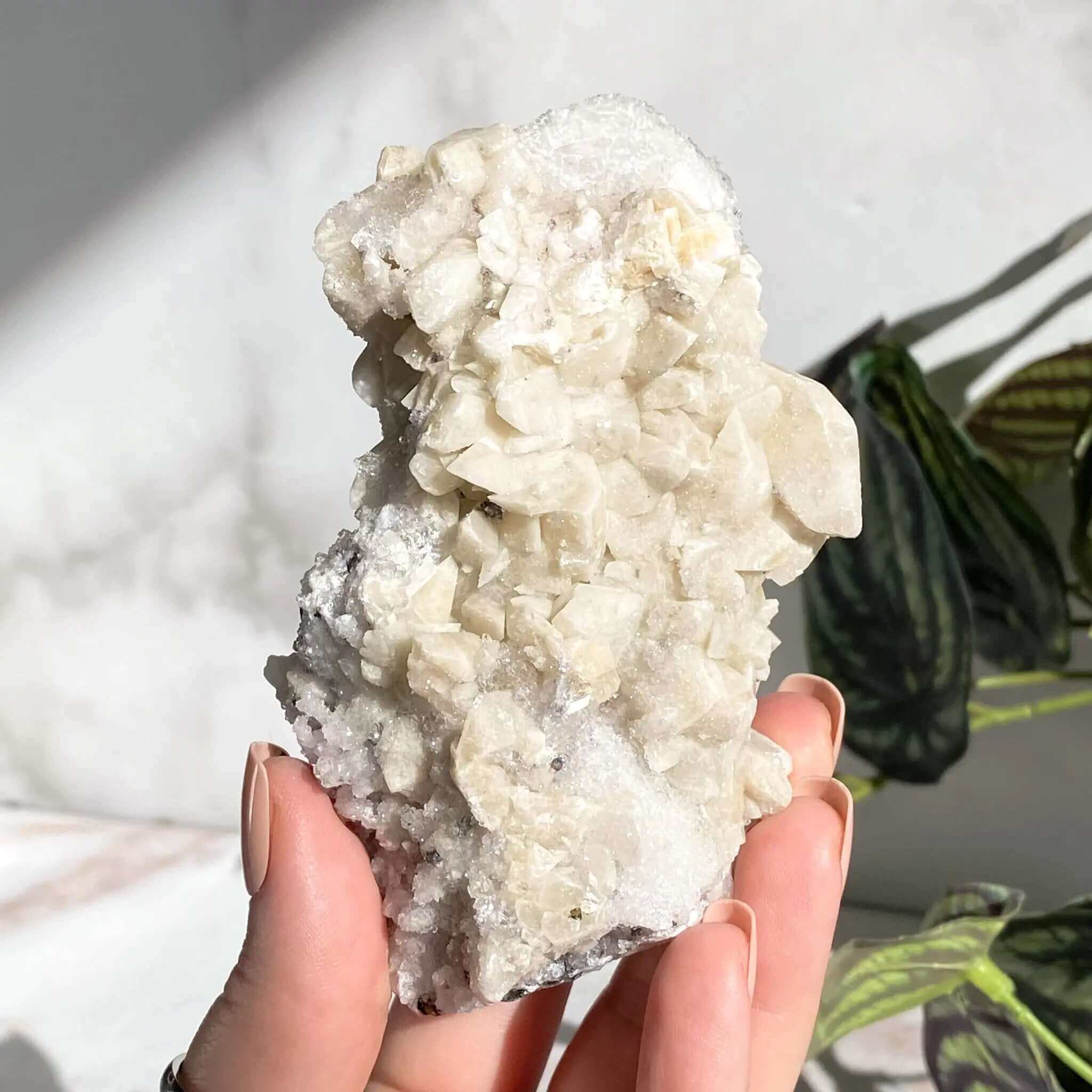 Glittering Druzy Pink Danburite with Calcite | Stock GG Mooncat Crystals