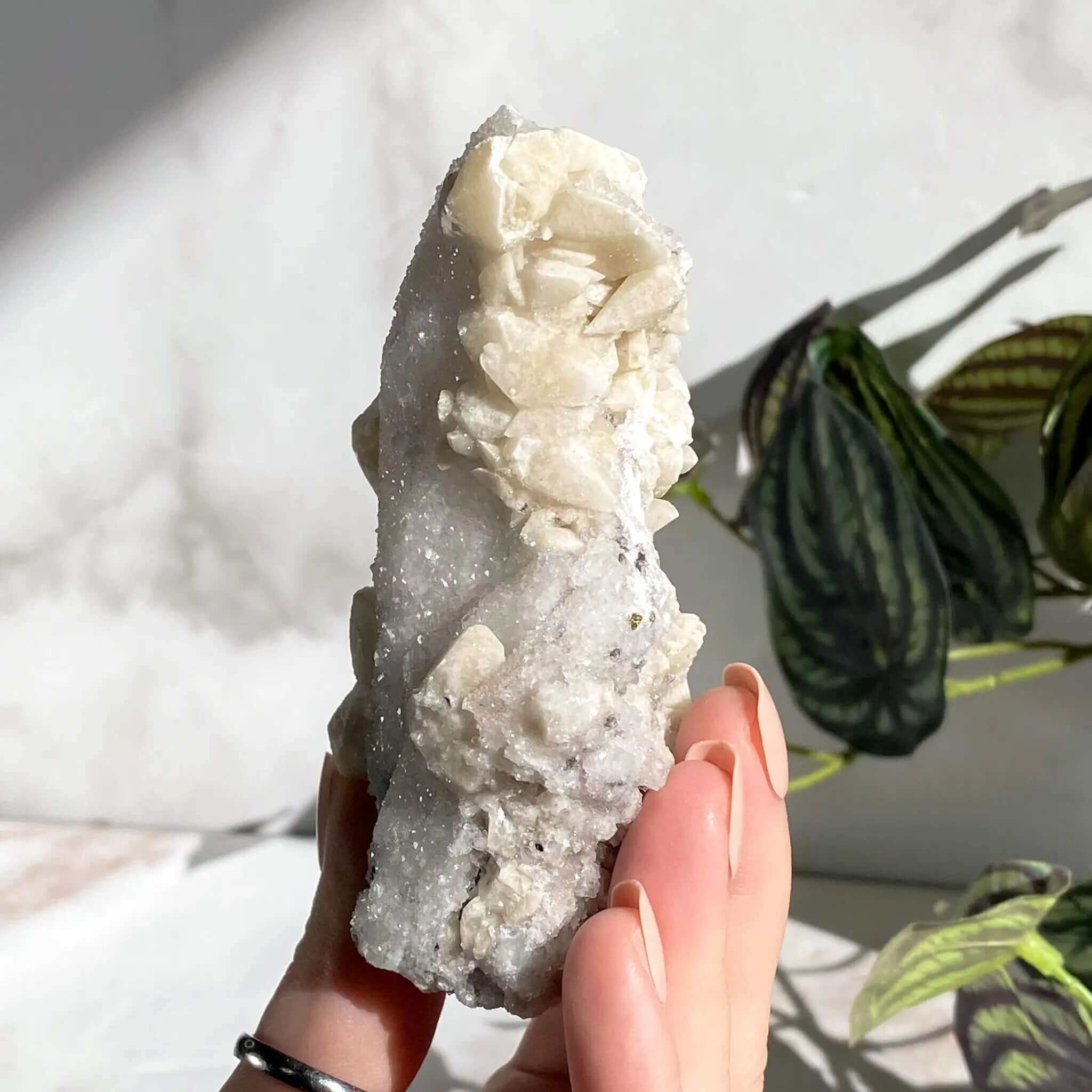 Glittering Druzy Pink Danburite with Calcite | Stock GG Mooncat Crystals