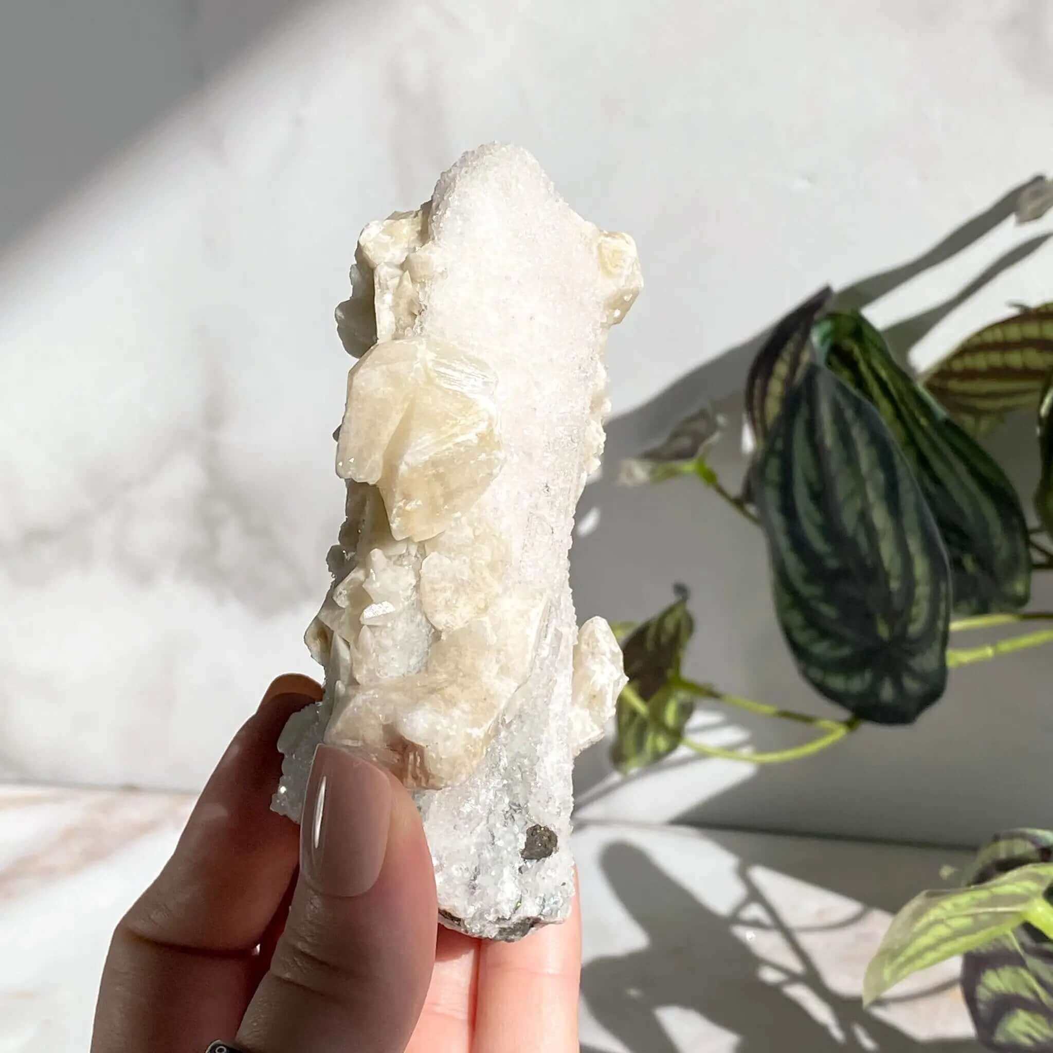Glittering Druzy Pink Danburite with Calcite | Stock GG Mooncat Crystals