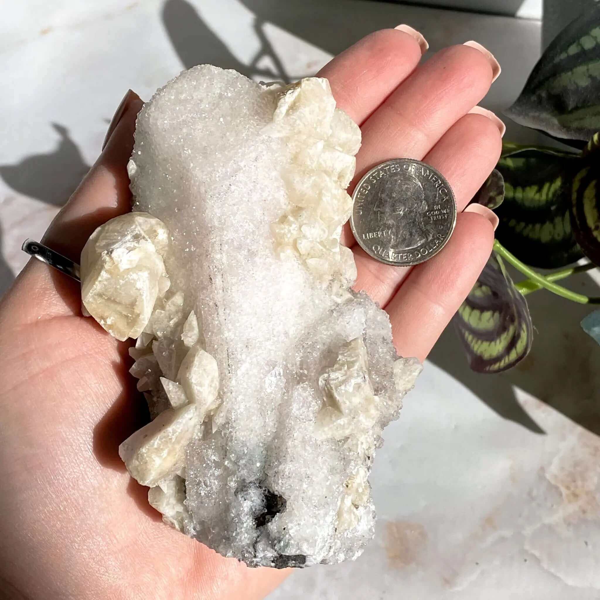 Glittering Druzy Pink Danburite with Calcite | Stock GG Mooncat Crystals