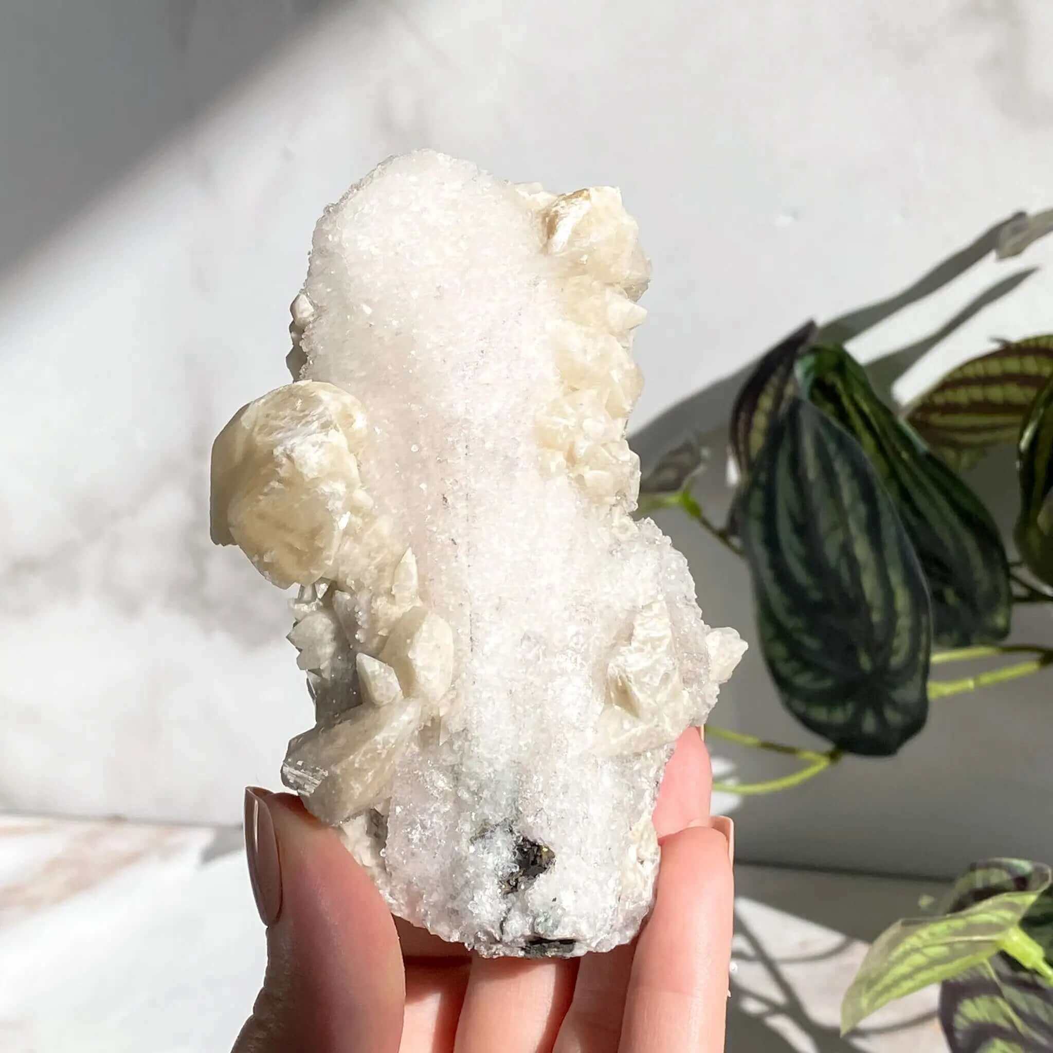 Glittering Druzy Pink Danburite with Calcite | Stock GG Mooncat Crystals