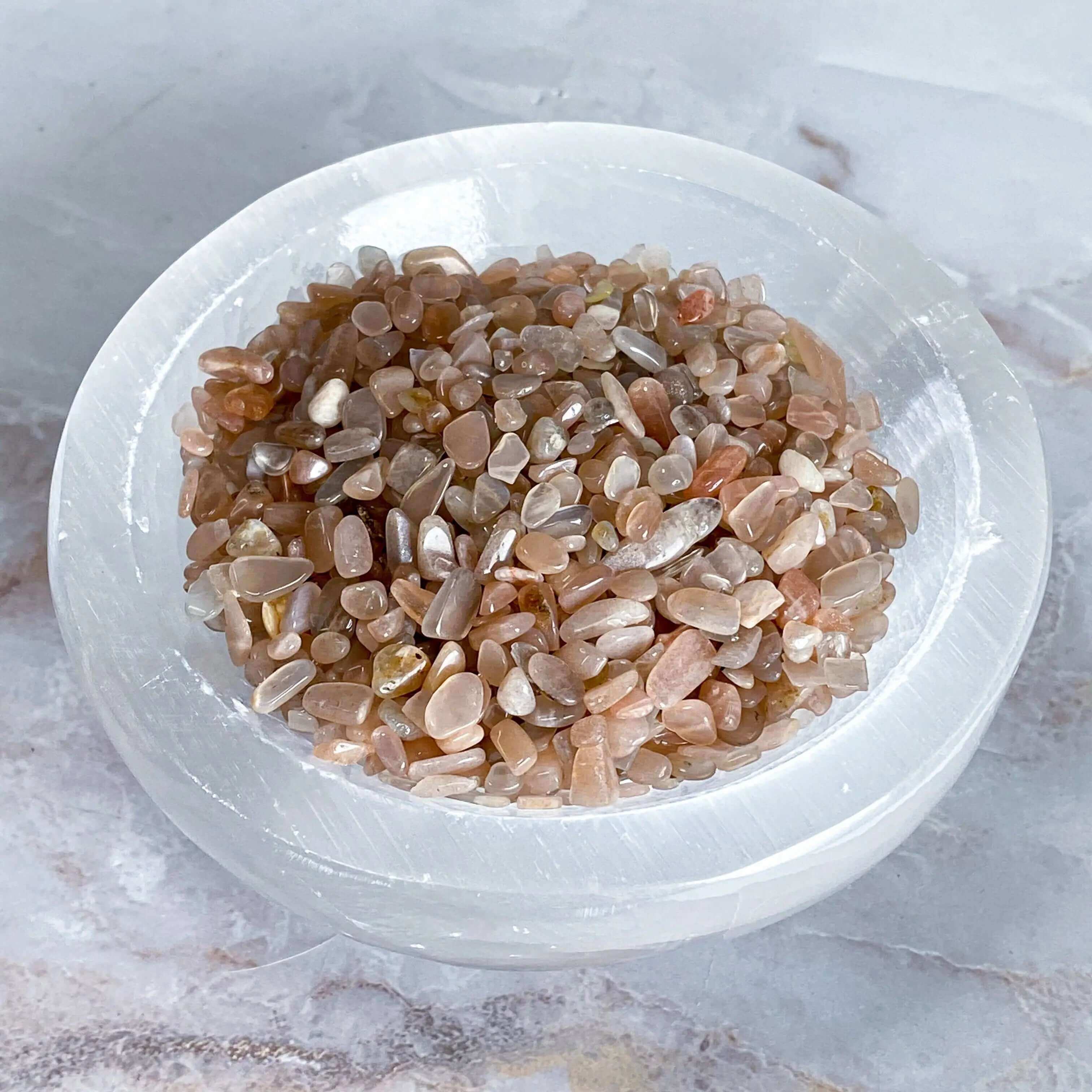 Mini Moonstone Tumbles | 100g Lot Mooncat Crystals