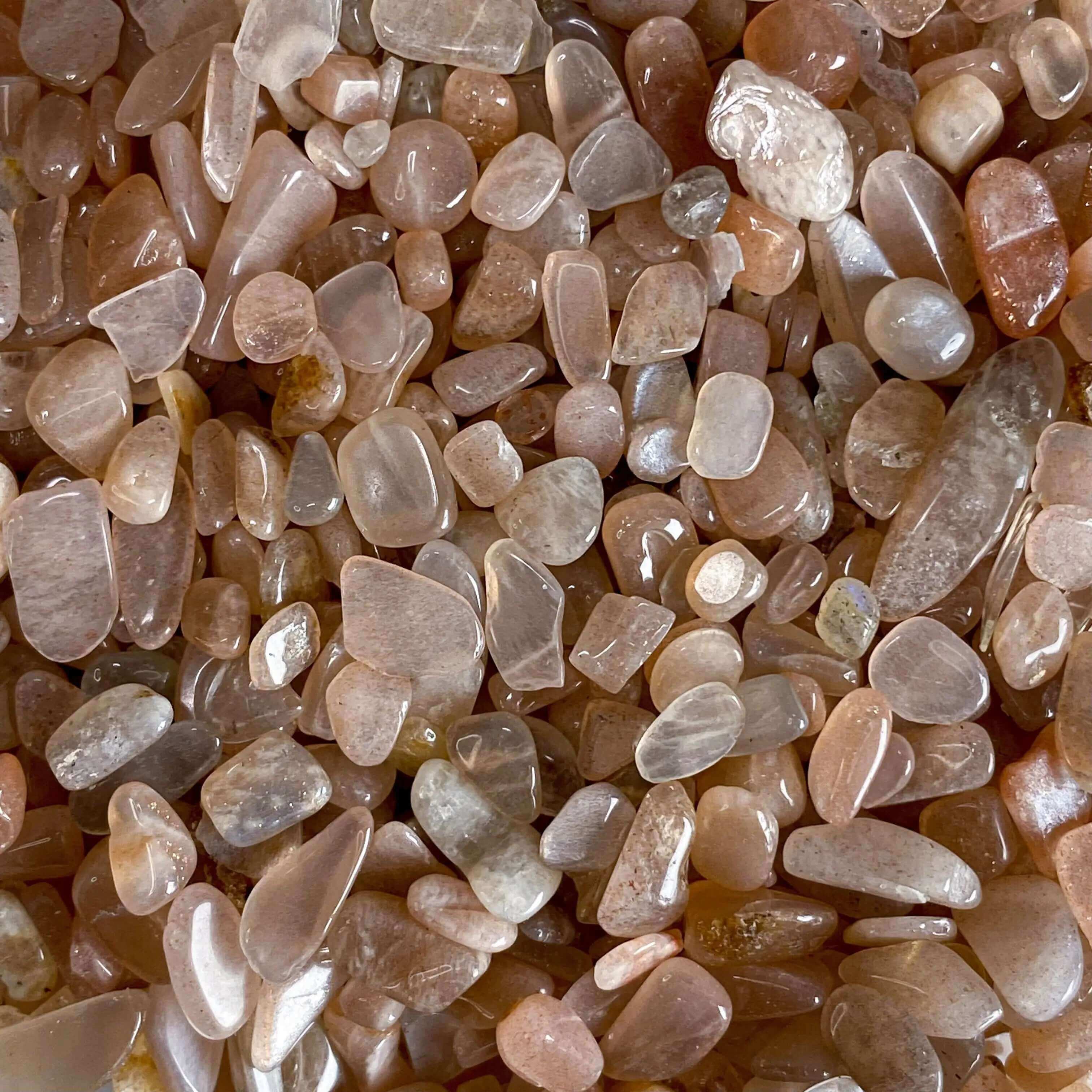 Mini Moonstone Tumbles | 100g Lot Mooncat Crystals