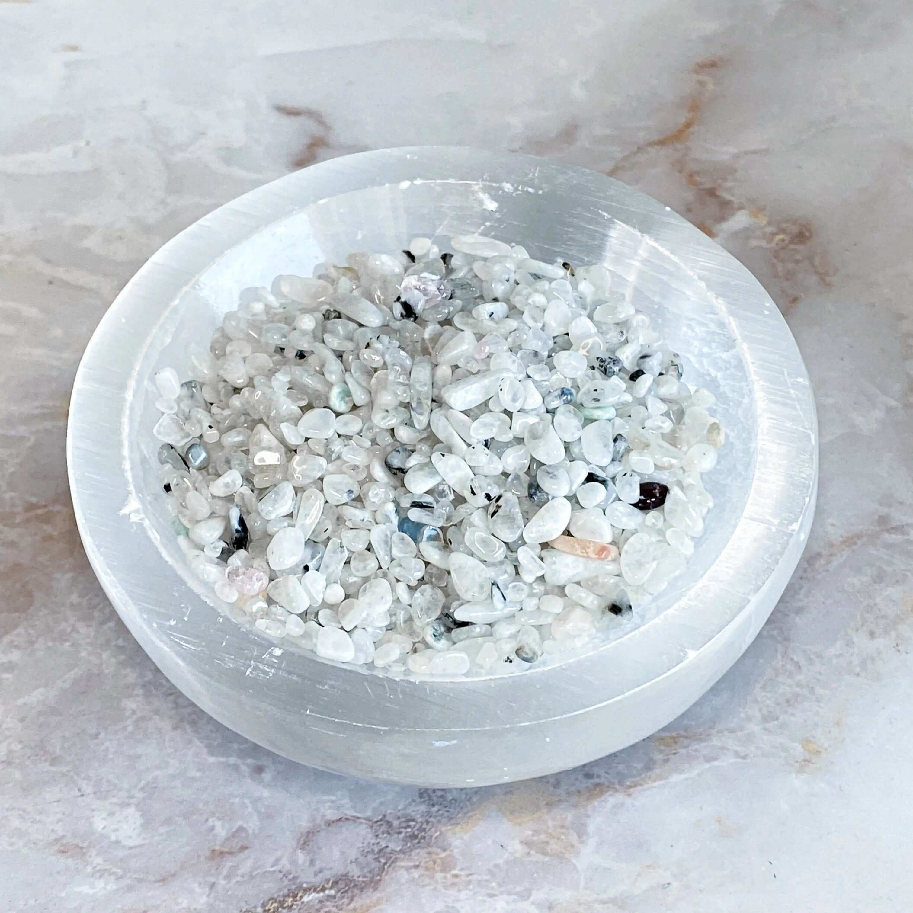 Mini Rainbow Moonstone Tumbles | 100g Lot Mooncat Crystals
