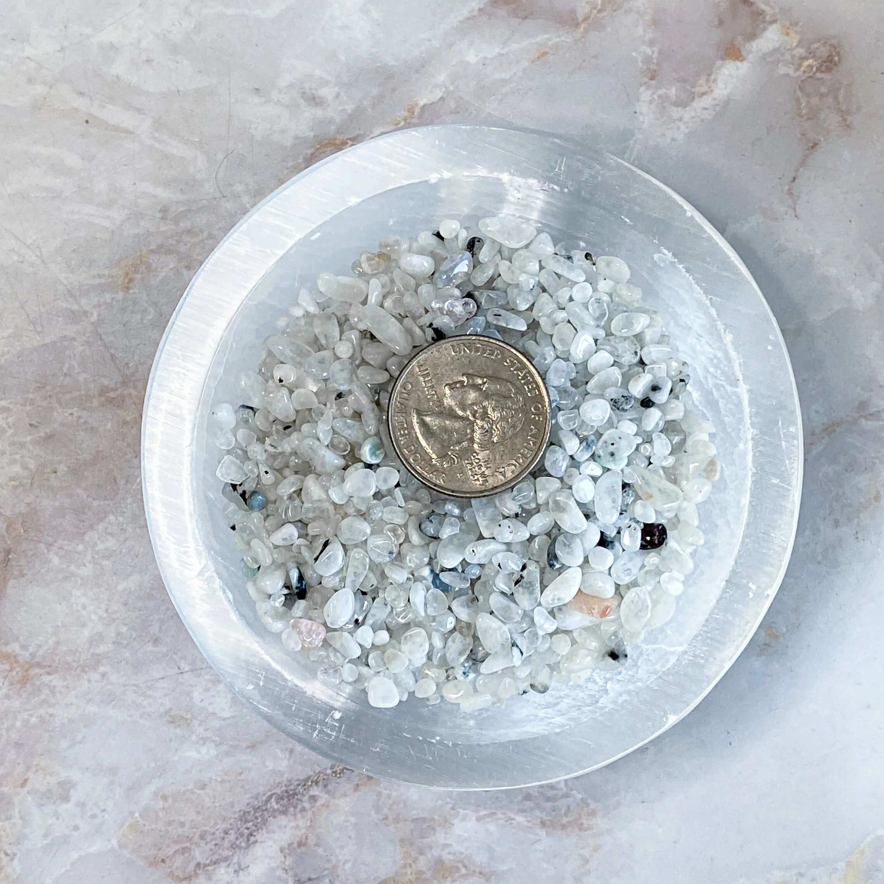 Mini Rainbow Moonstone Tumbles | 100g Lot Mooncat Crystals