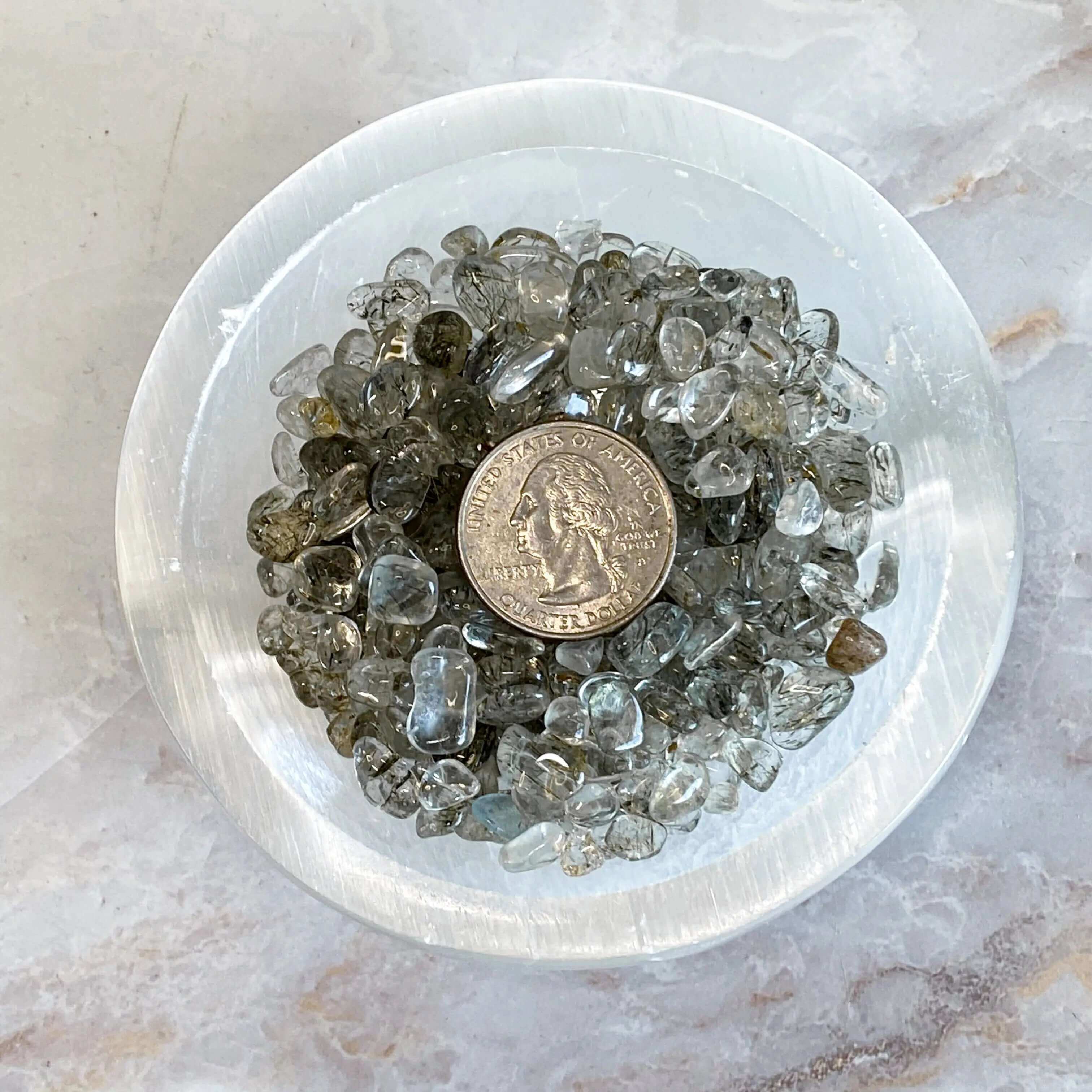 Mini Tourmalinated Quartz Tumbles | 100g Lot Mooncat Crystals