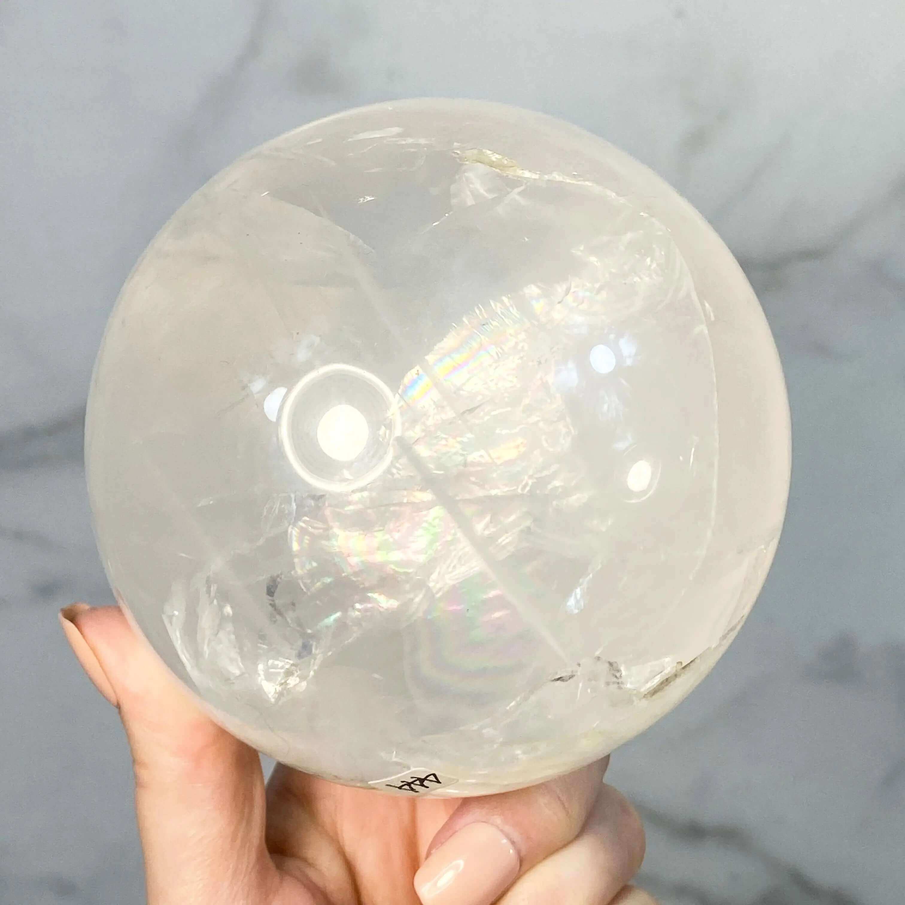 Moon Quartz Sphere with Rainbows | Approx. 105mm Mooncat Crystals