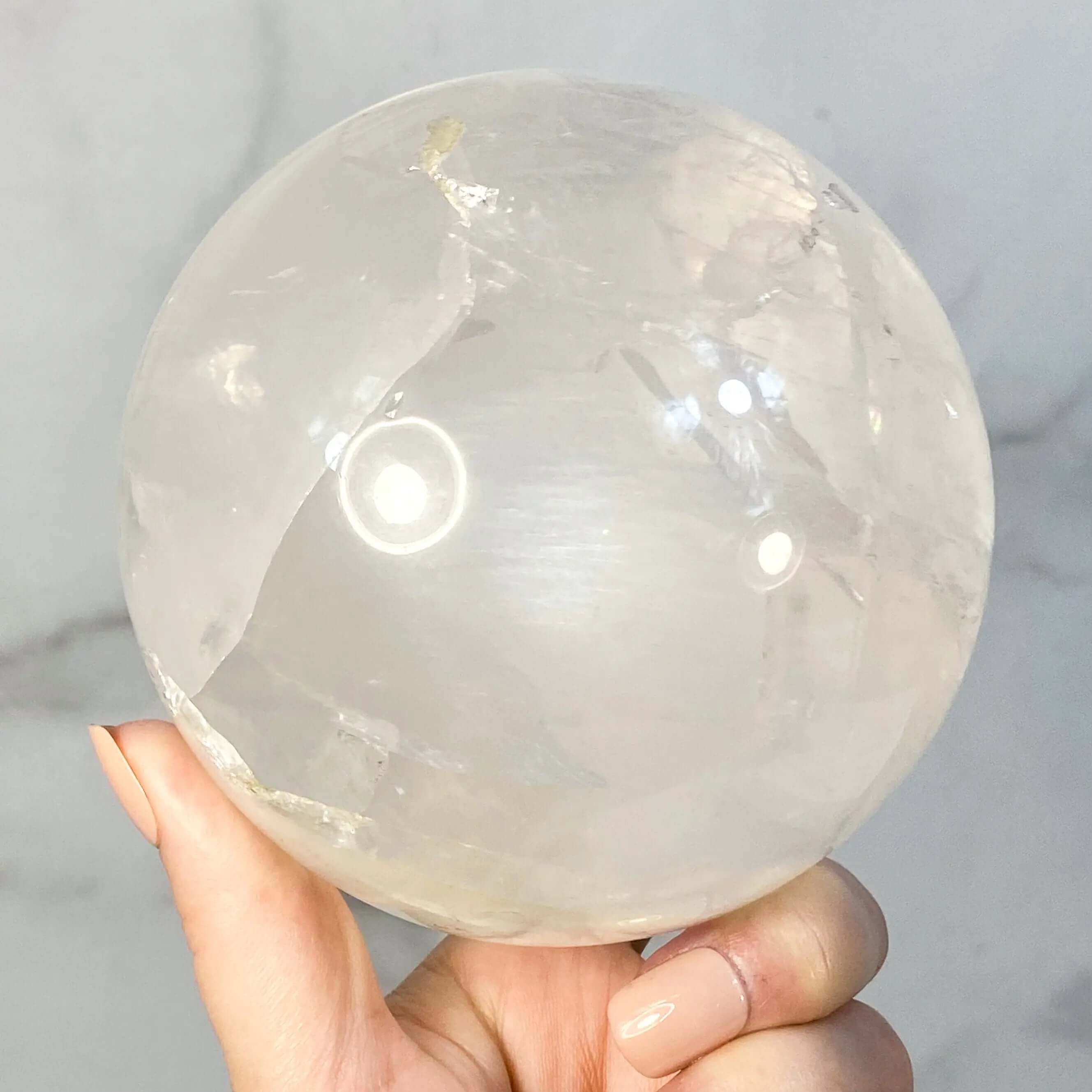 Moon Quartz Sphere with Rainbows | Approx. 105mm Mooncat Crystals