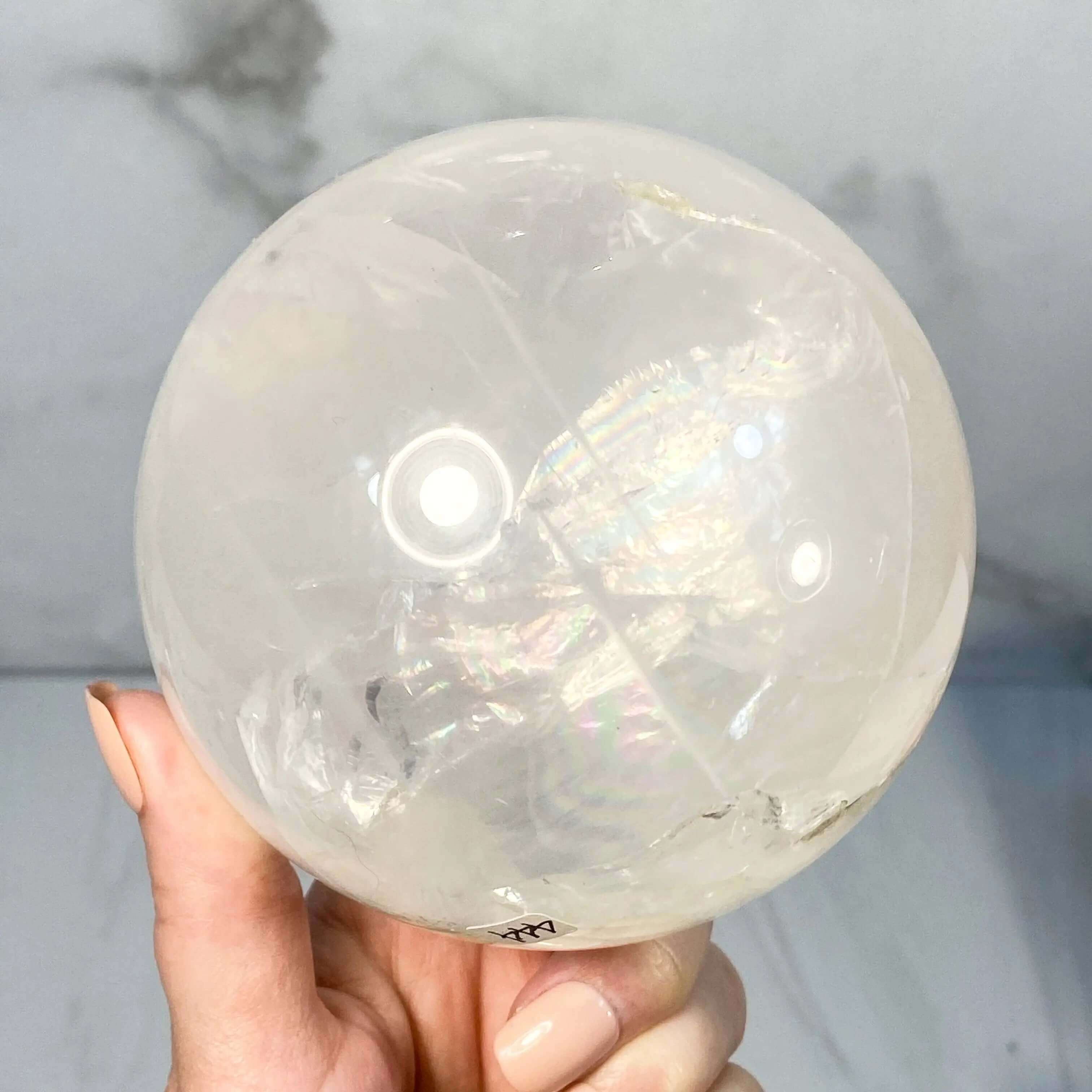 Moon Quartz Sphere with Rainbows | Approx. 105mm Mooncat Crystals