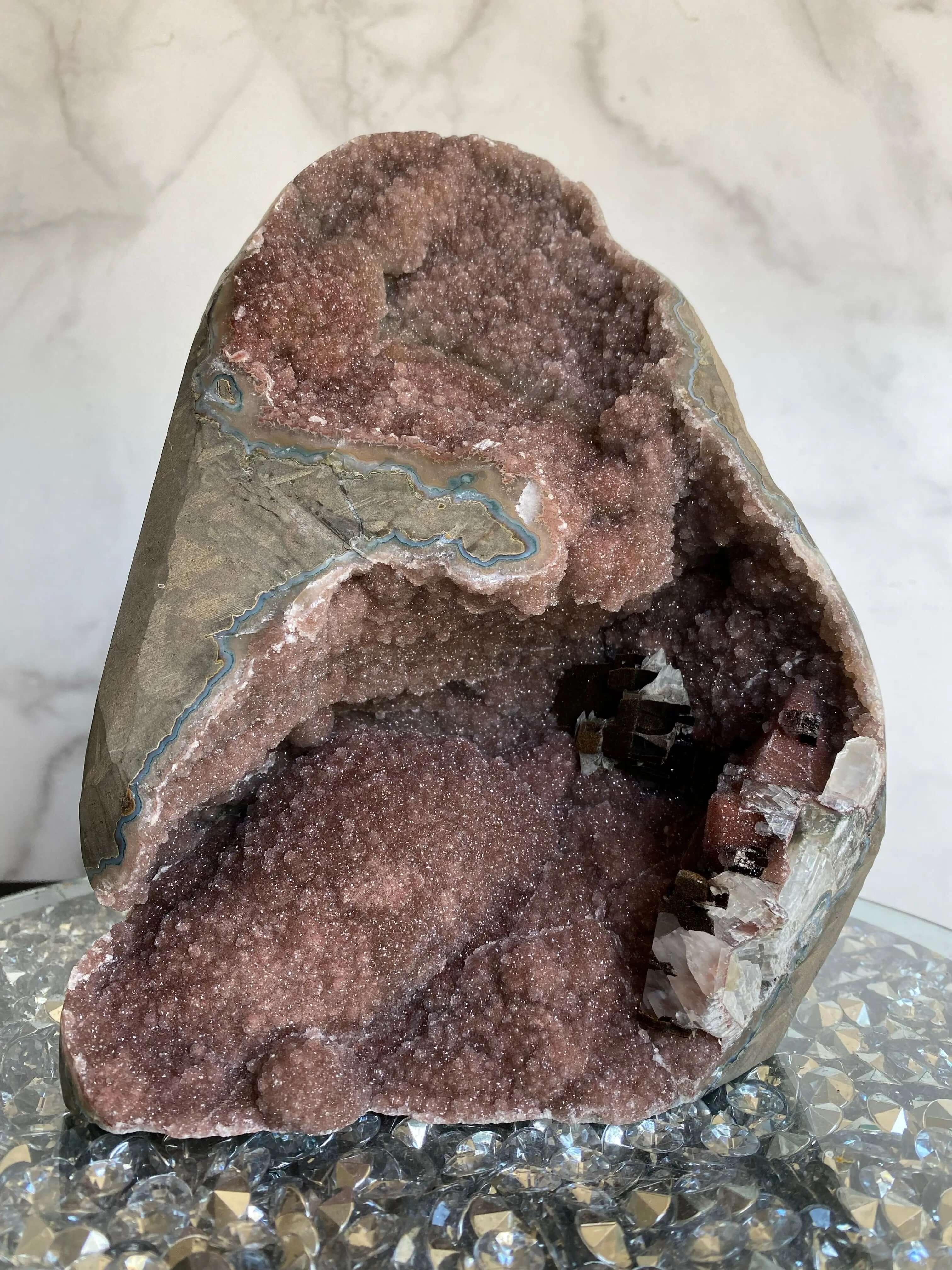 Pink Amethyst Geode Cathedral Mooncat Crystals