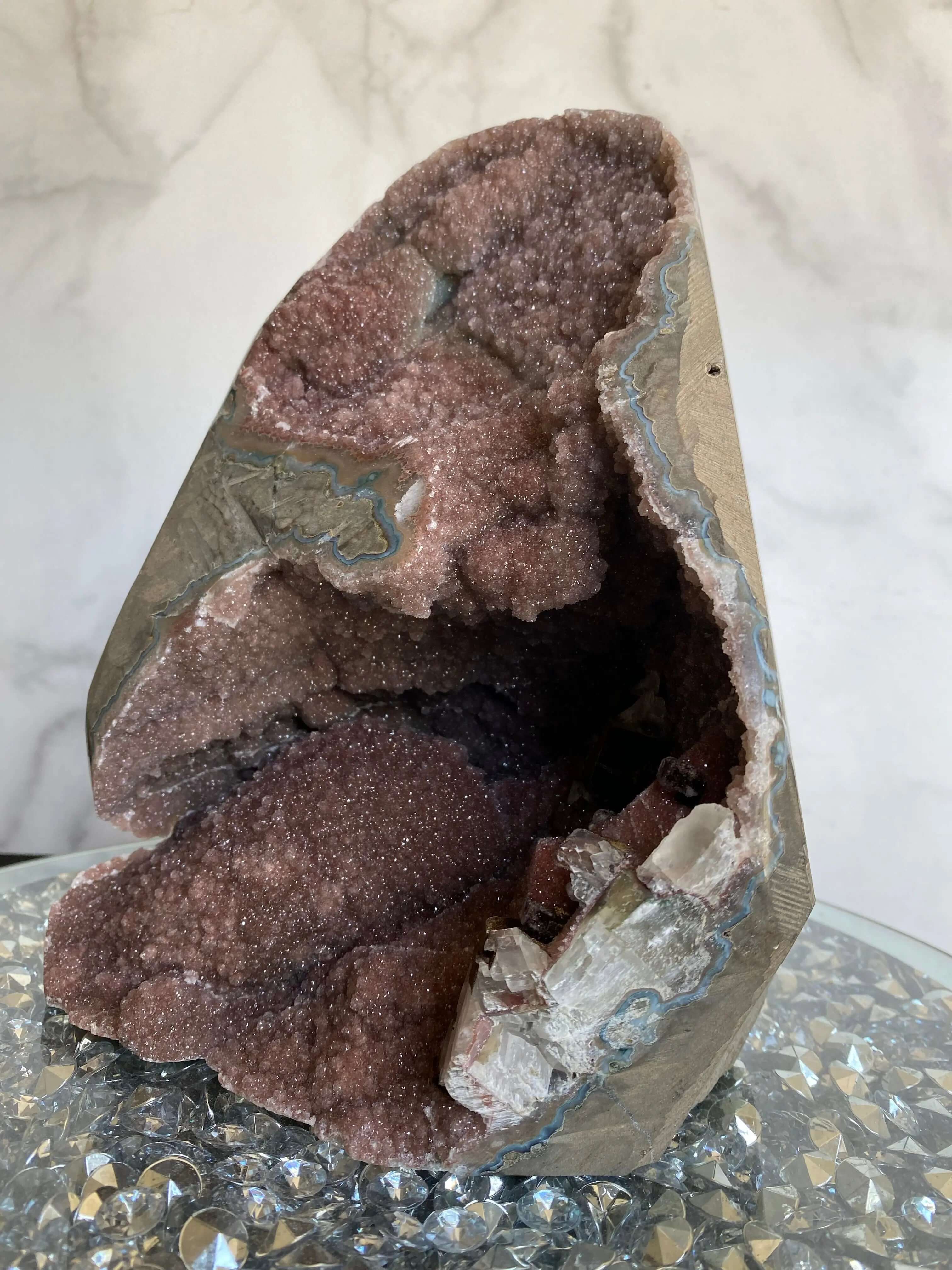 Pink Amethyst Geode Cathedral Mooncat Crystals