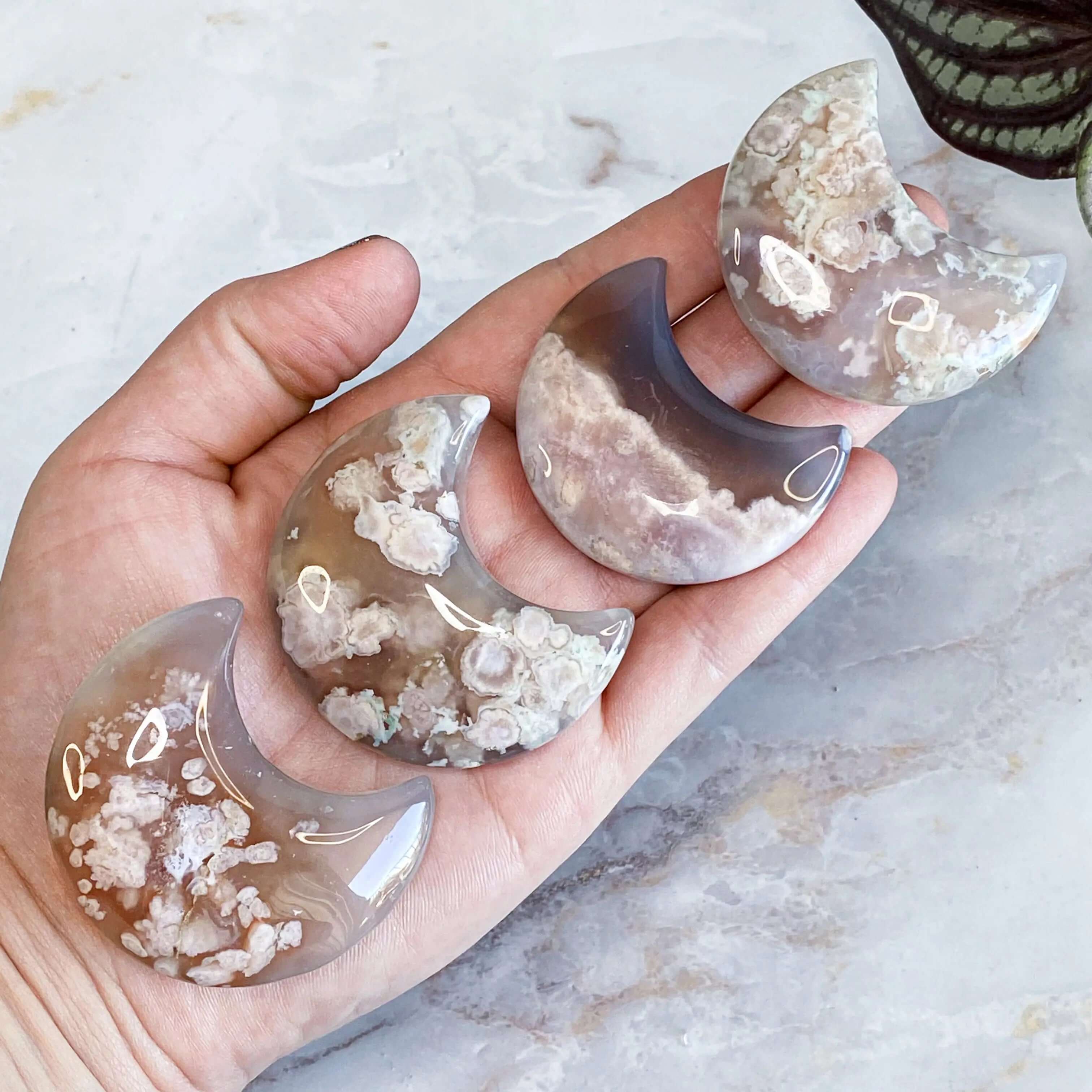 Sakura Cherry Blossom Agate Moon | You Choose ABCD Mooncat Crystals