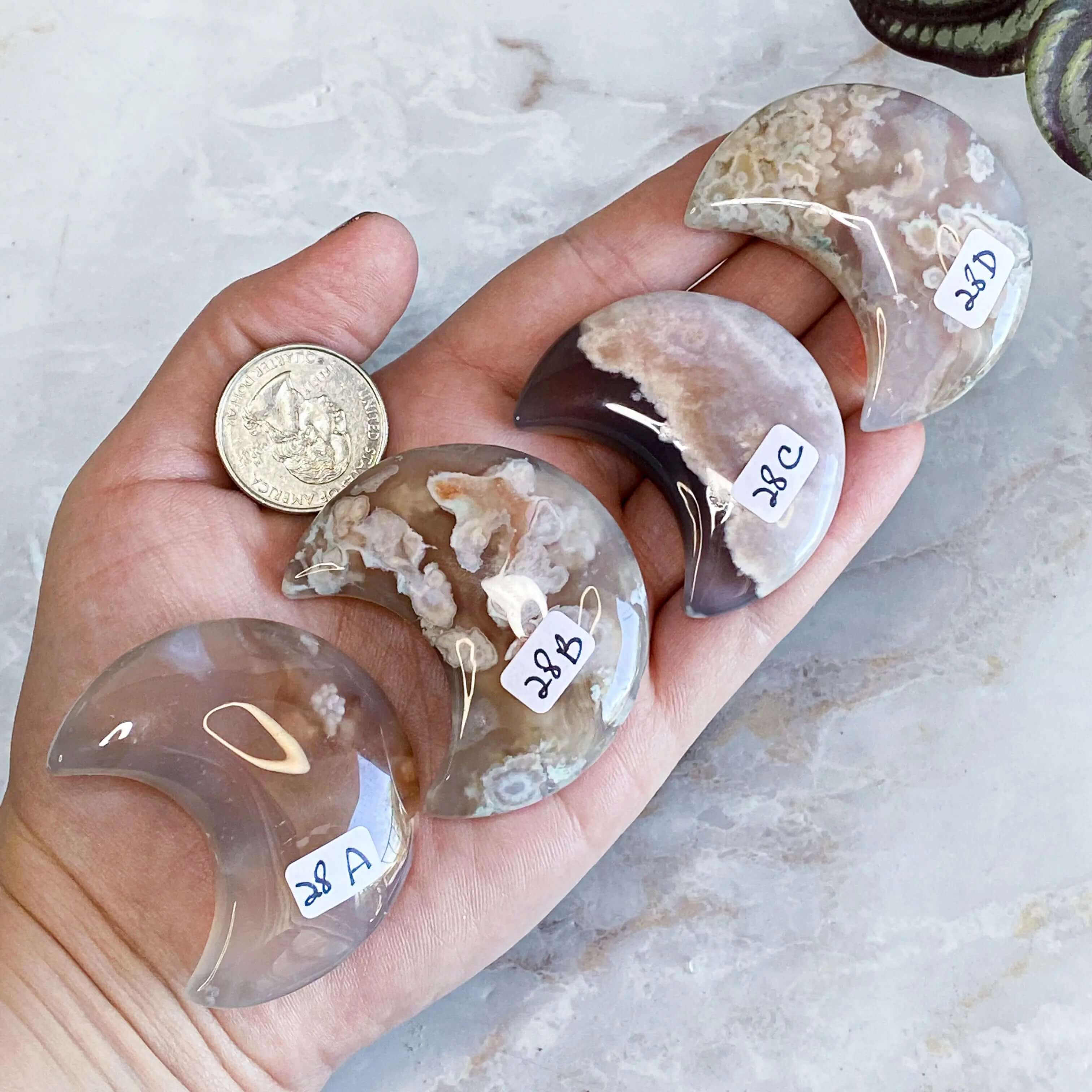 Sakura Cherry Blossom Agate Moon | You Choose ABCD Mooncat Crystals