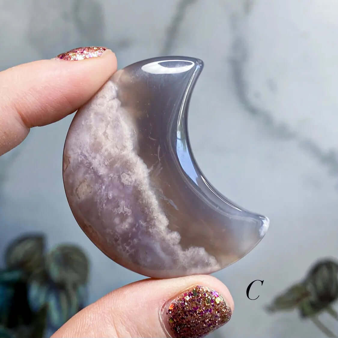 Sakura Cherry Blossom Agate Moon | You Choose ABCD Mooncat Crystals
