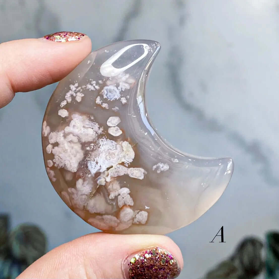 Sakura Cherry Blossom Agate Moon | You Choose ABCD Mooncat Crystals