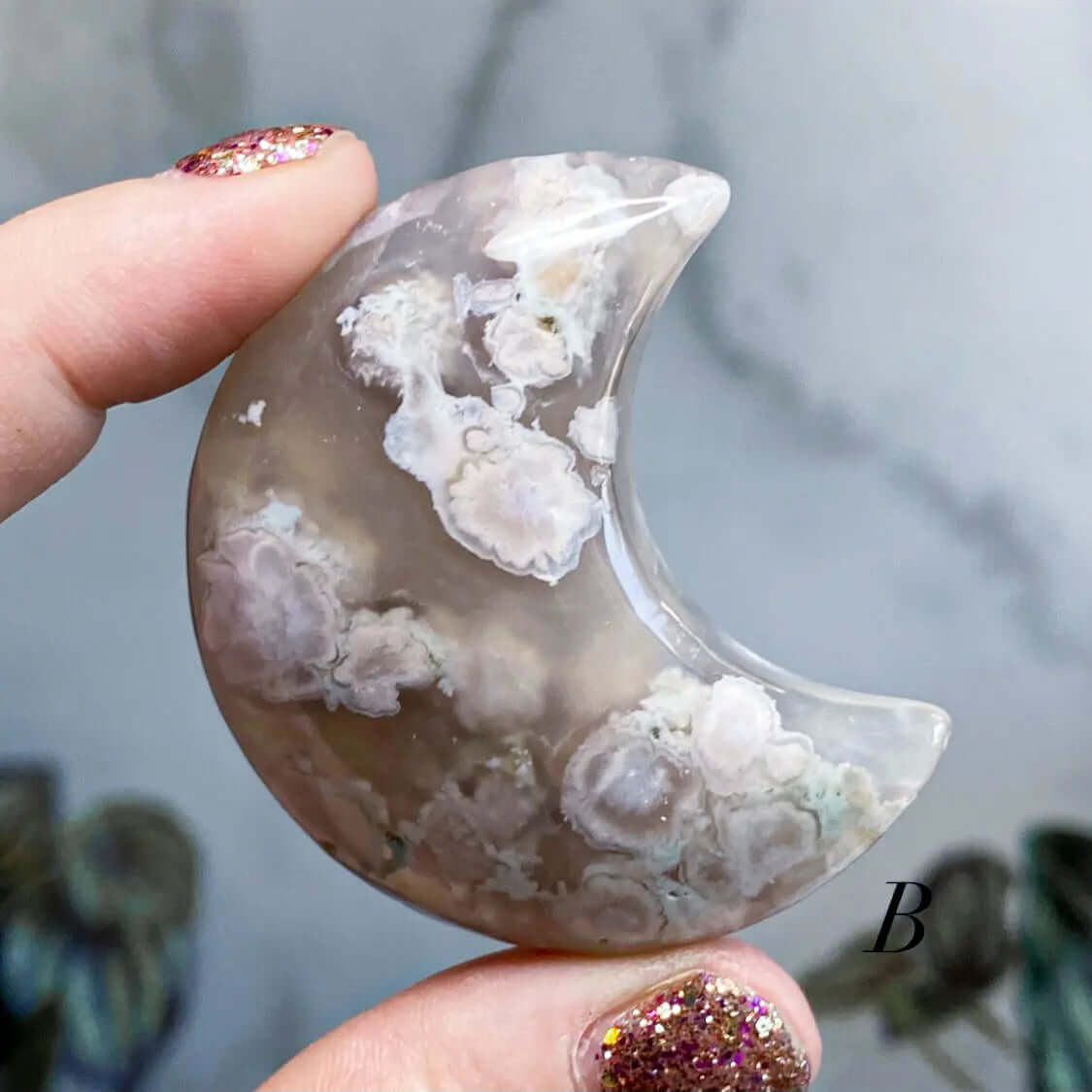 Sakura Cherry Blossom Agate Moon | You Choose ABCD Mooncat Crystals