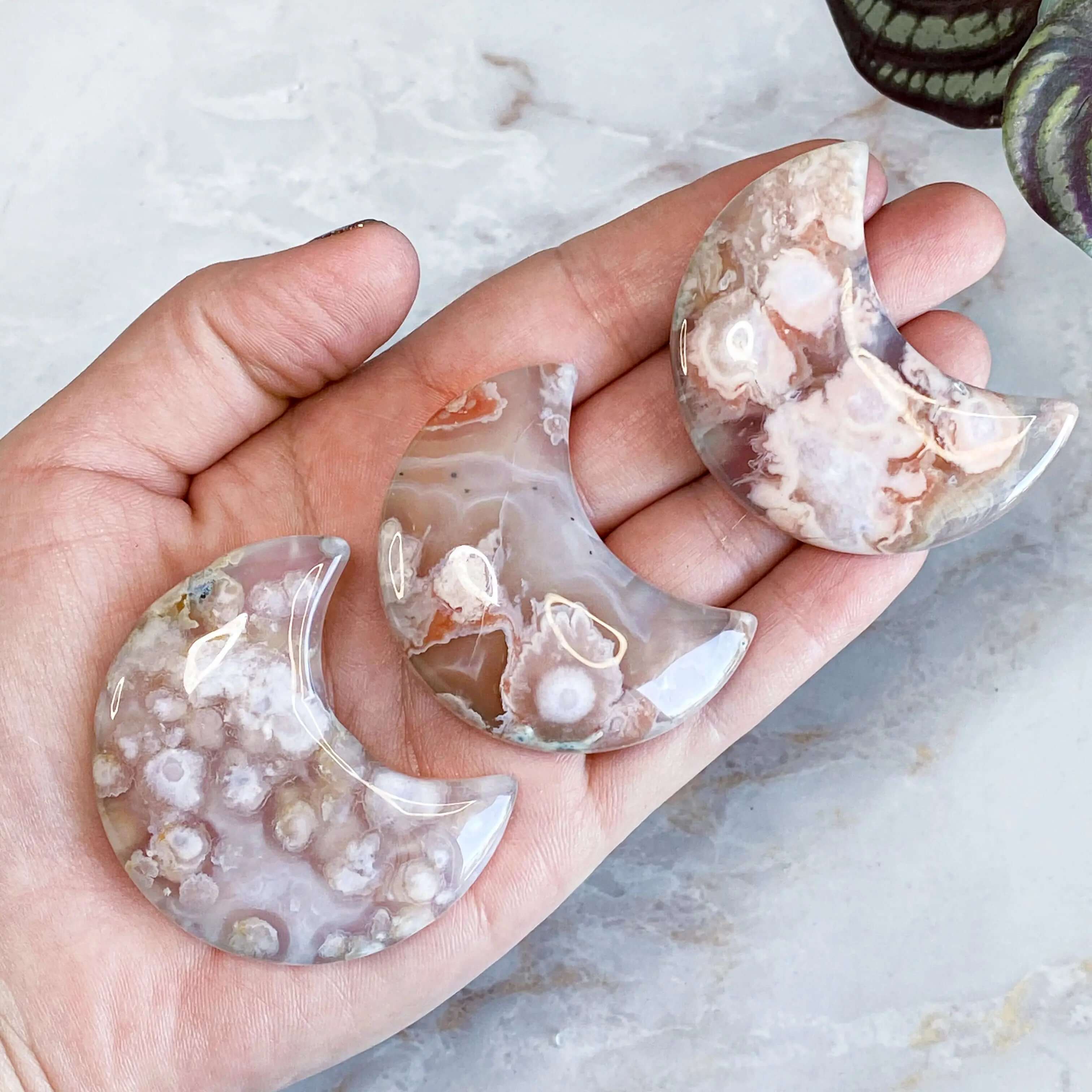 Sakura Cherry Blossom Agate Moon | You Choose IJK Mooncat Crystals