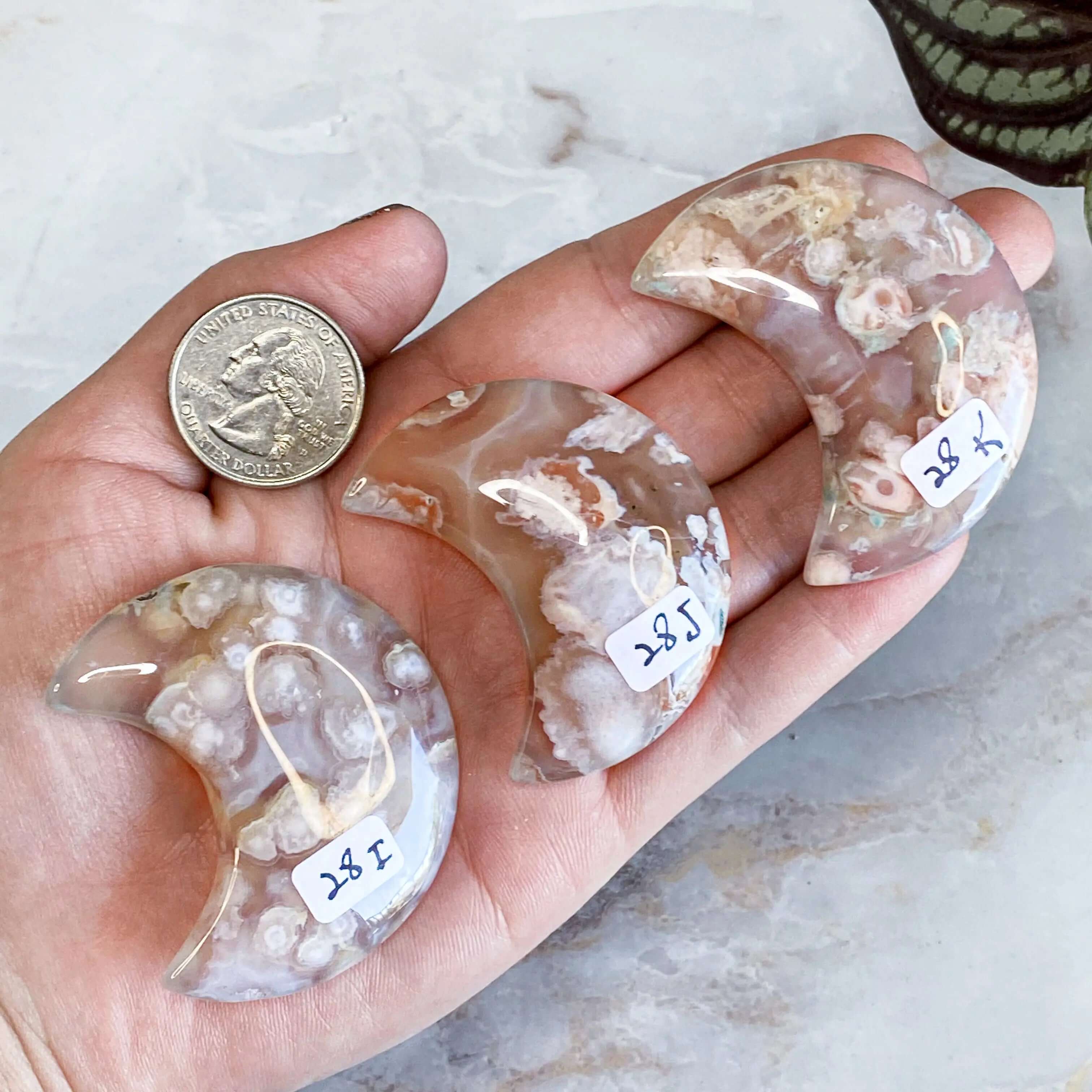 Sakura Cherry Blossom Agate Moon | You Choose IJK Mooncat Crystals