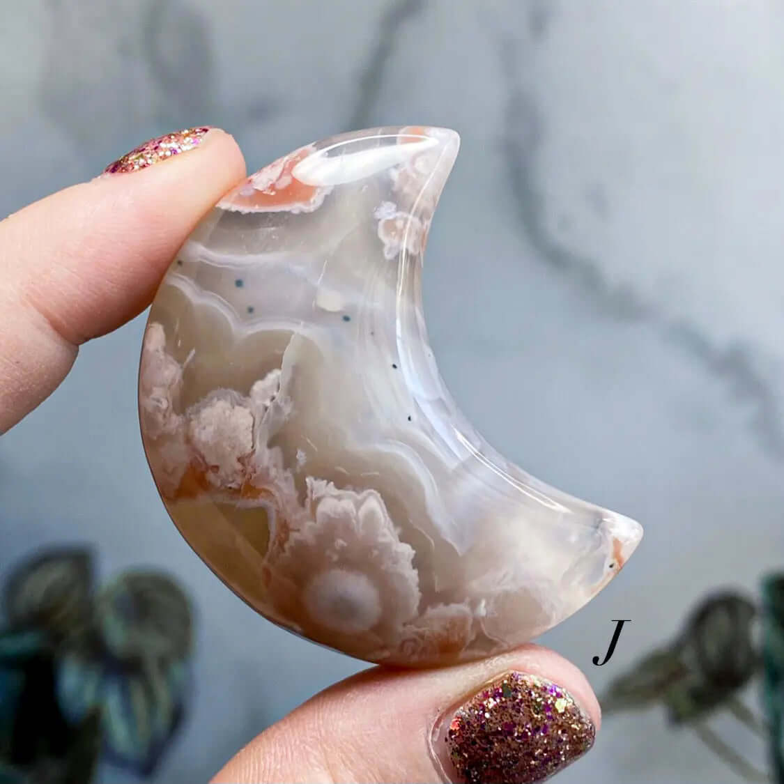 Sakura Cherry Blossom Agate Moon | You Choose IJK Mooncat Crystals