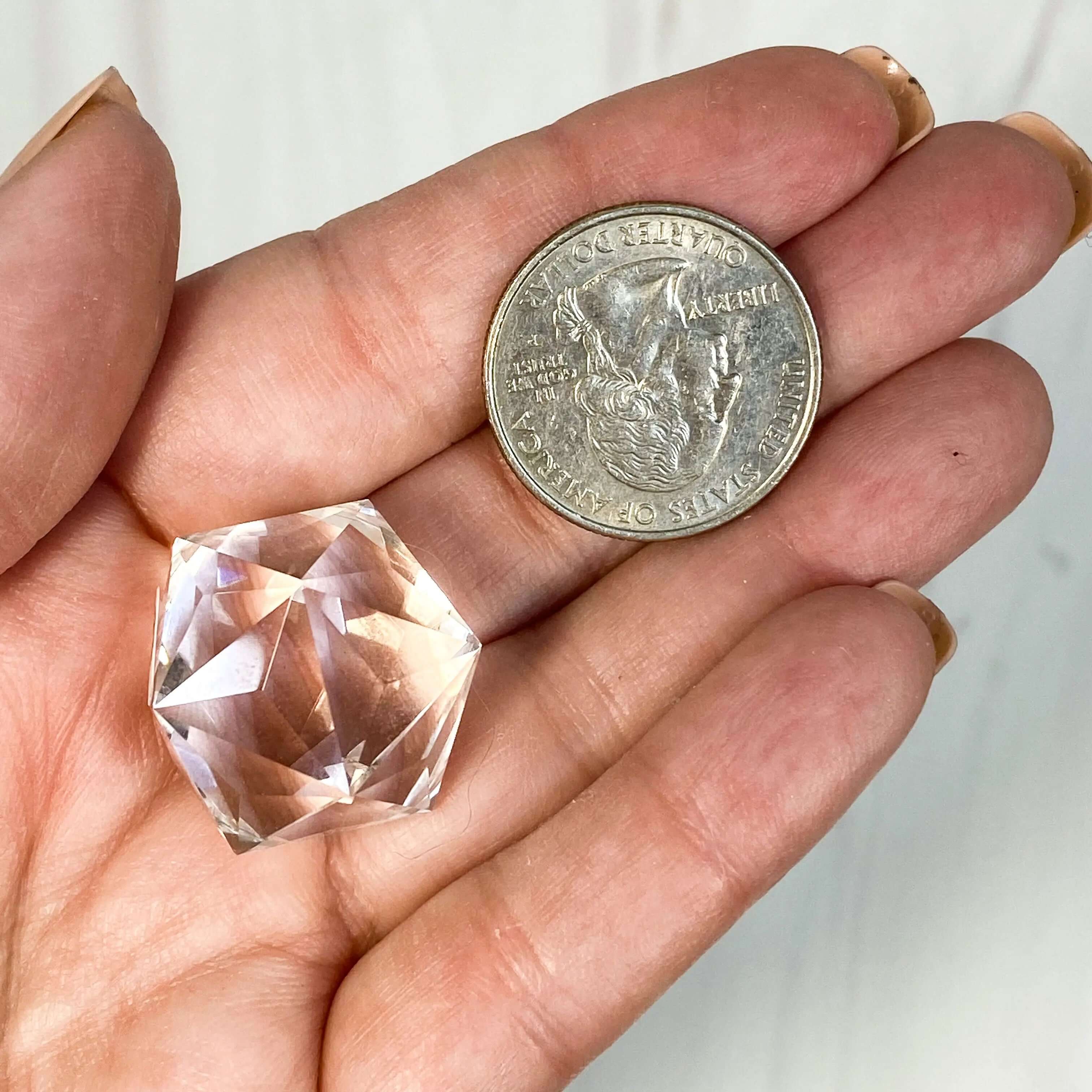 Shining Quartz Faceted Star Mooncat Crystals