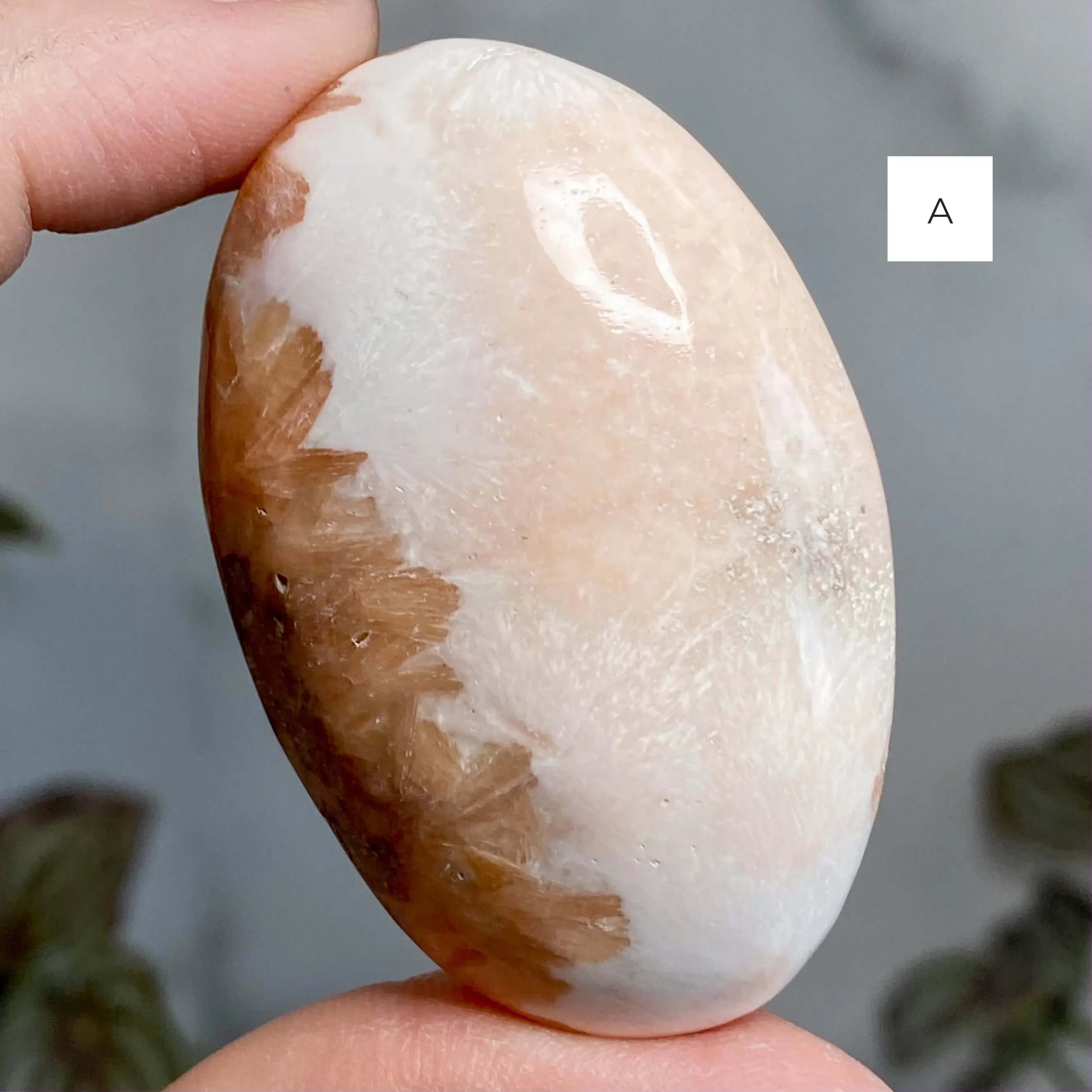 PEACEFUL + RESTORING:: Top Quality Peach (Orange) Scolecite Palm Stones | You Choose ABCD