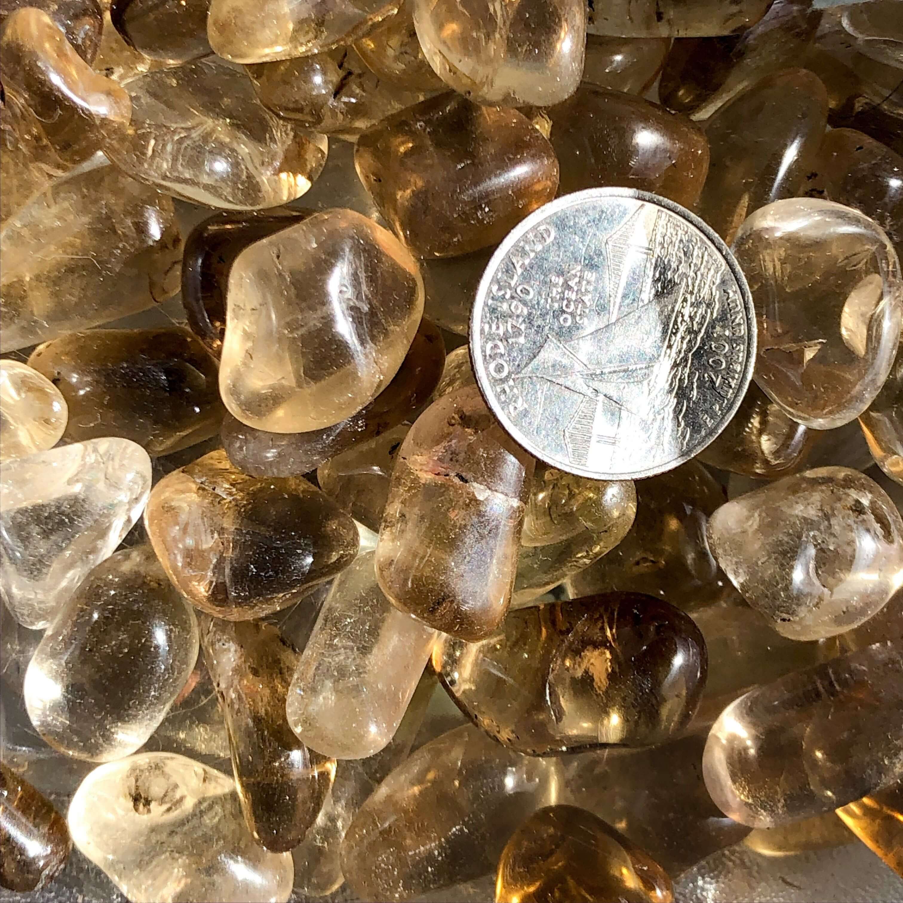 WEALTH-ACTIVATING:: Natural Madagascan Citrine Tumbles - Untreated