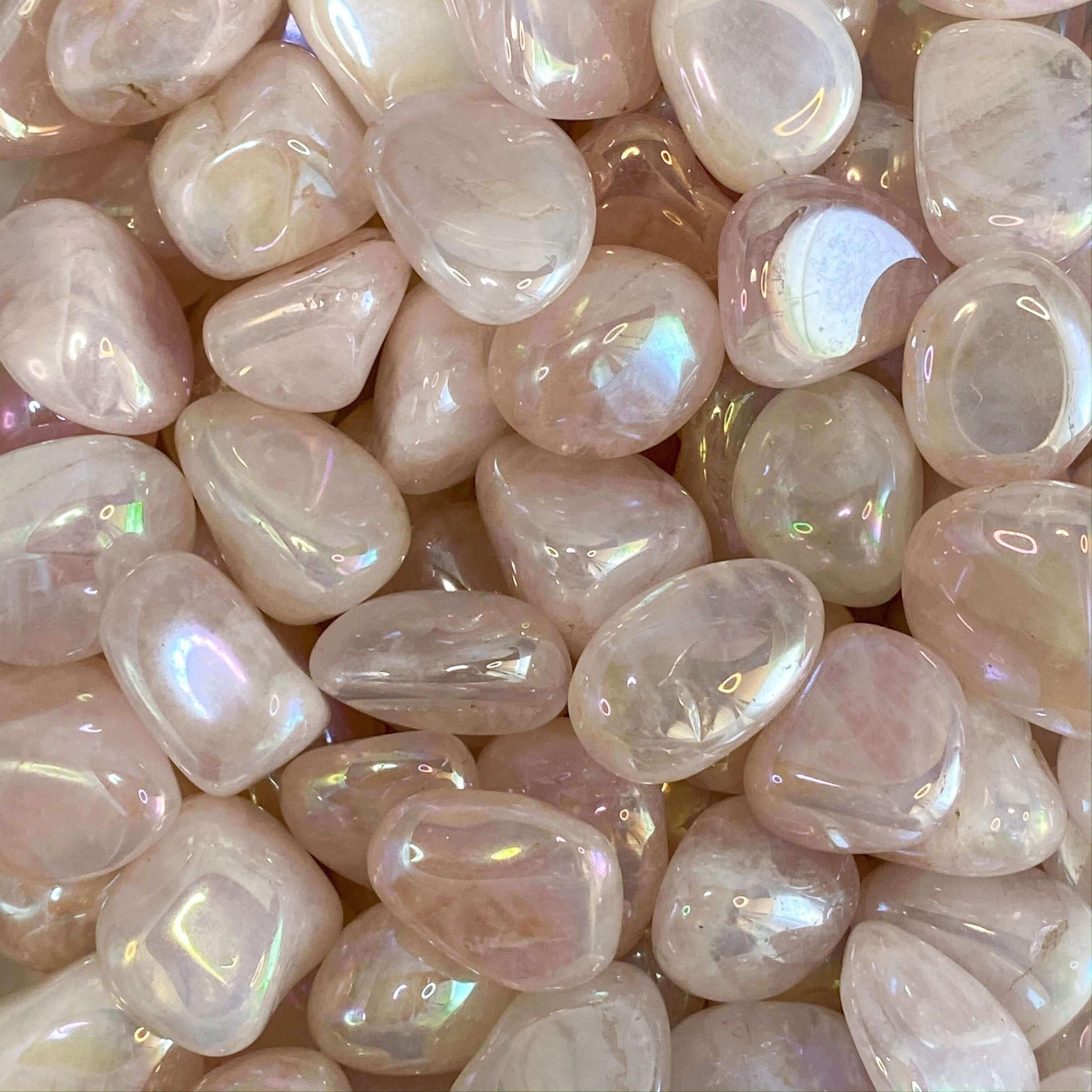 Aura Rose Quartz (Treated) Tumbles | Set of 2 - Mooncat Crystals