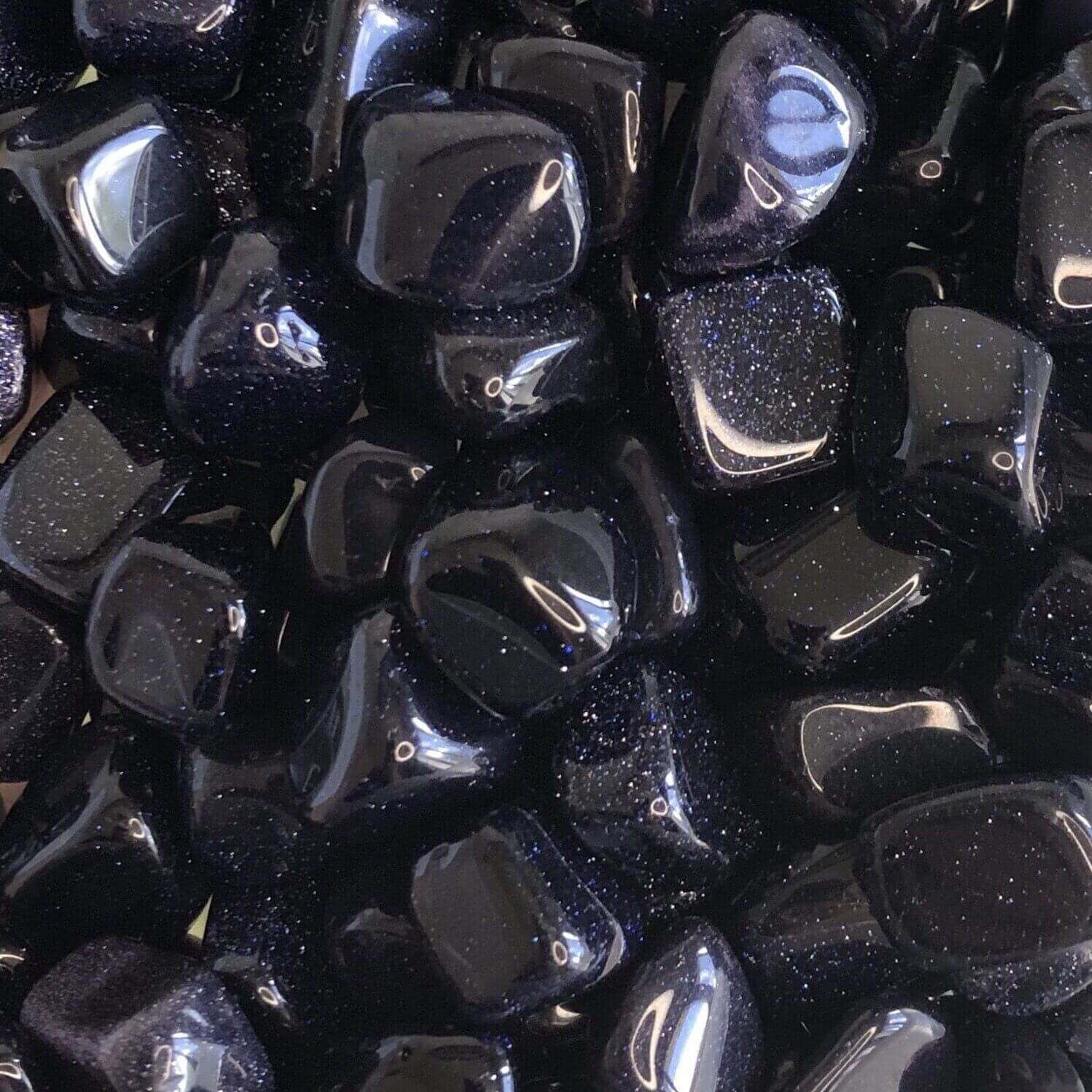 Blue Goldstone Tumbles (Manmade) | Lot of 6 - Mooncat Crystals