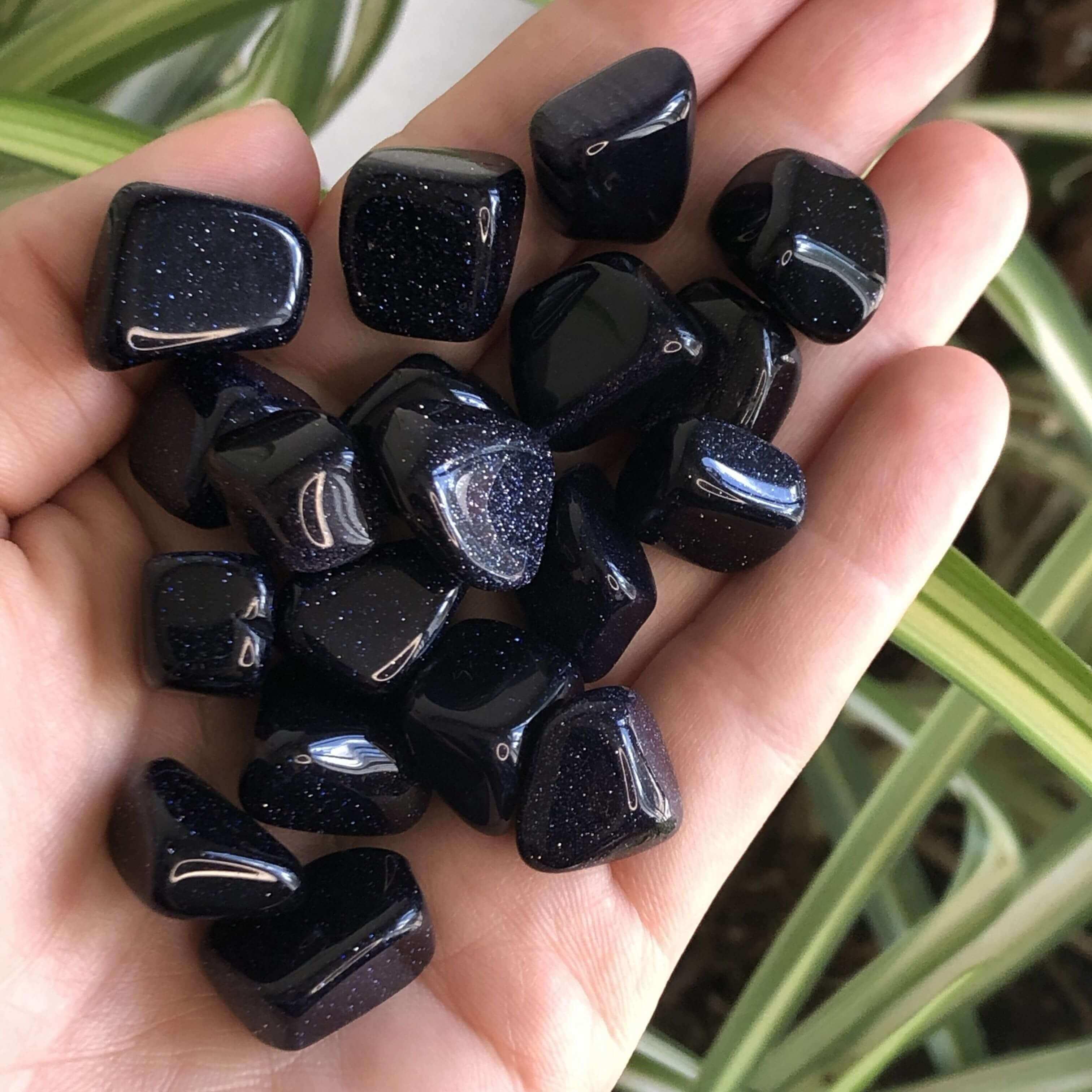 Blue Goldstone Tumbles (Manmade) | Lot of 6 - Mooncat Crystals