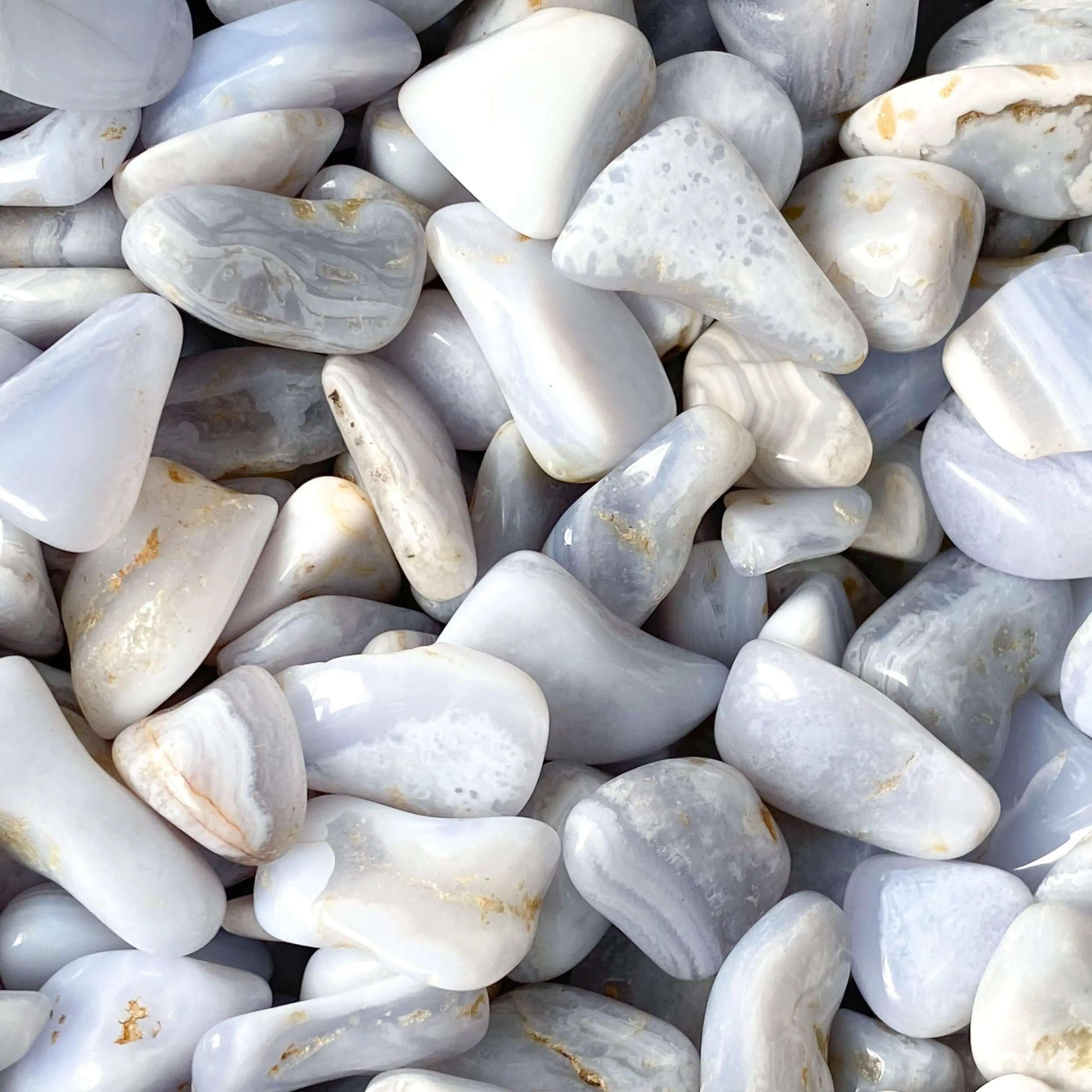 Small Blue Lace Agate Tumbles - Mooncat Crystals