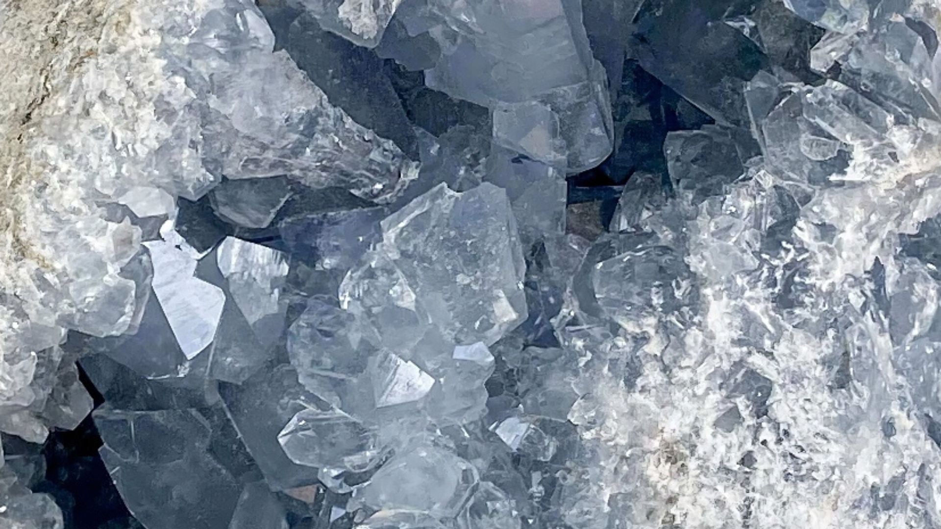 Closeup of blue celestite crystal