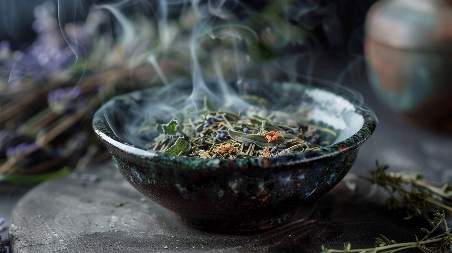 Using Loose Herbs for Smoke Cleansing Mooncat Crystals