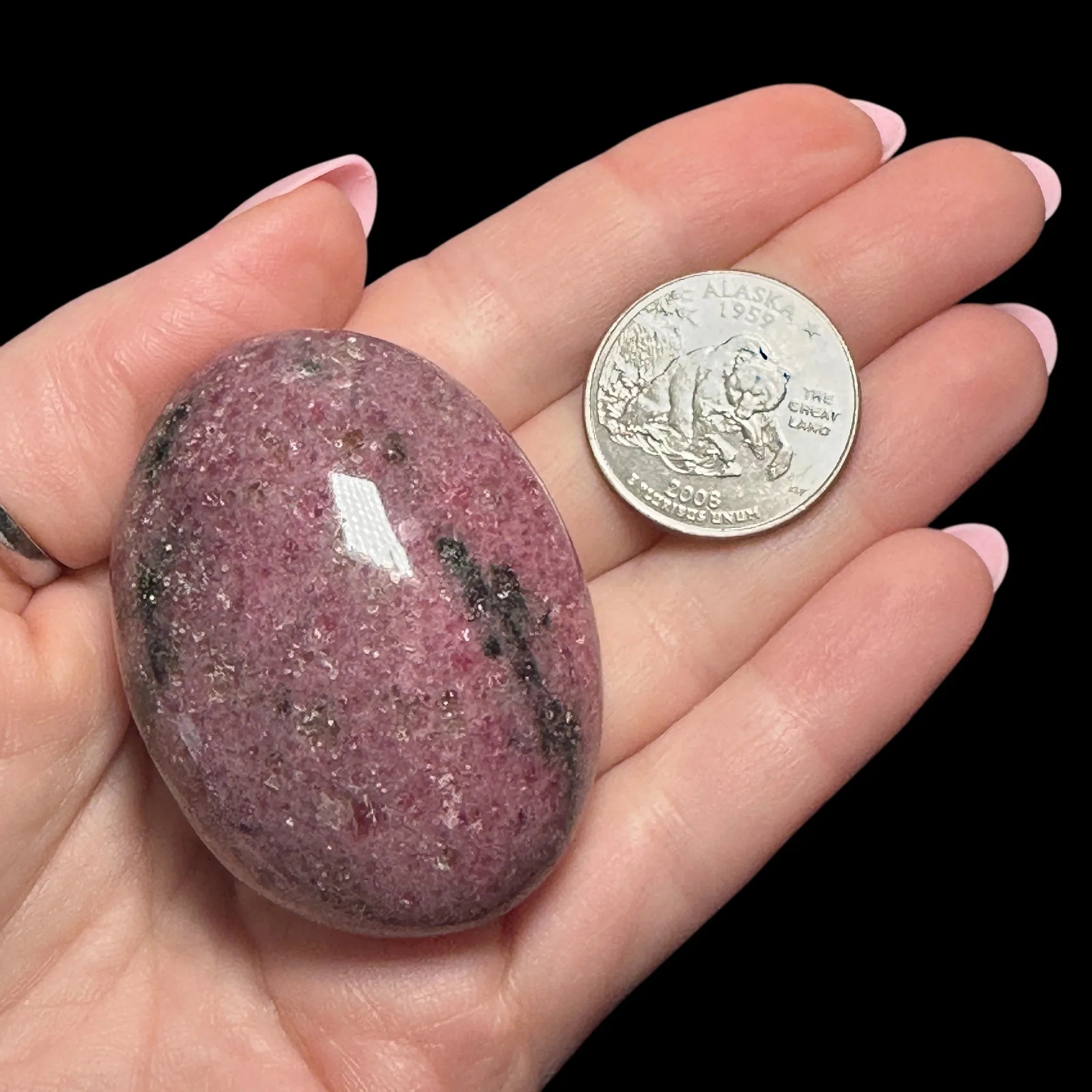 Rhodonite Palm Stone - Mooncat Crystals