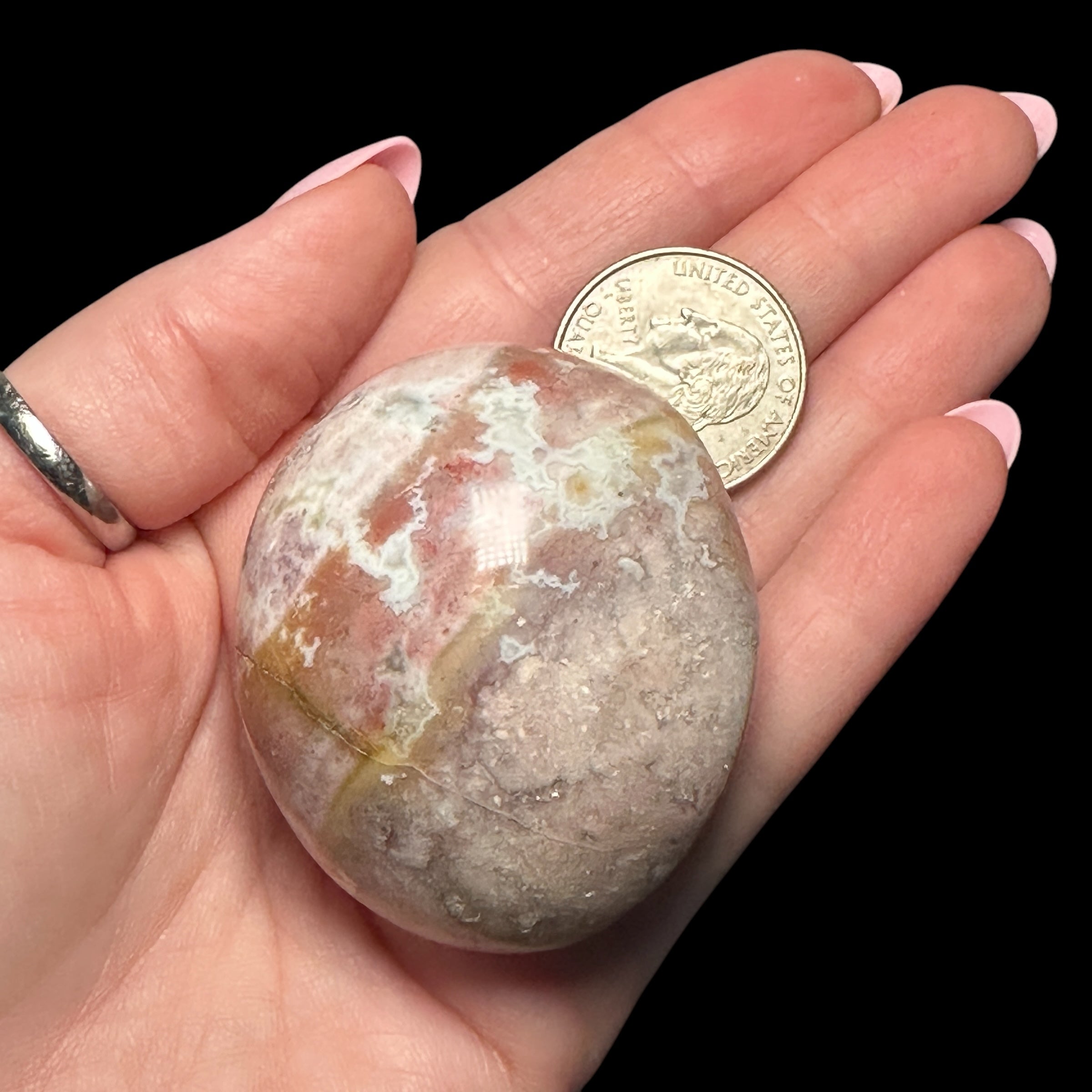 Ocean Jasper Palm Stone for Joy & Emotional Healing