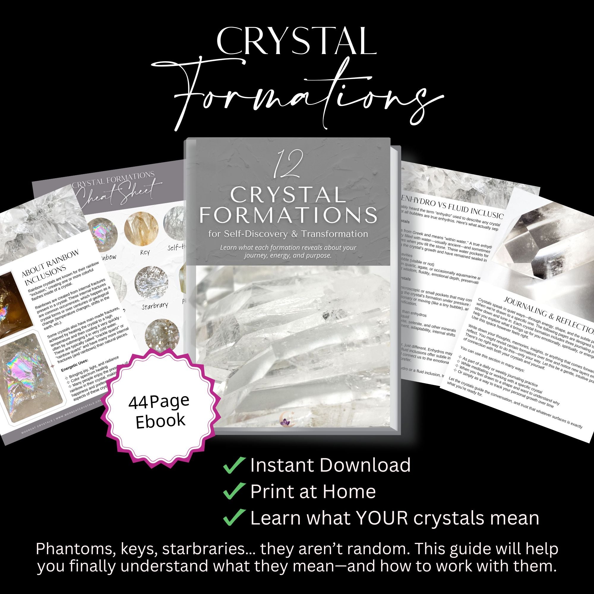 12 Crystal Formations for Transformation | 44 Page Ebook - Mooncat Crystals