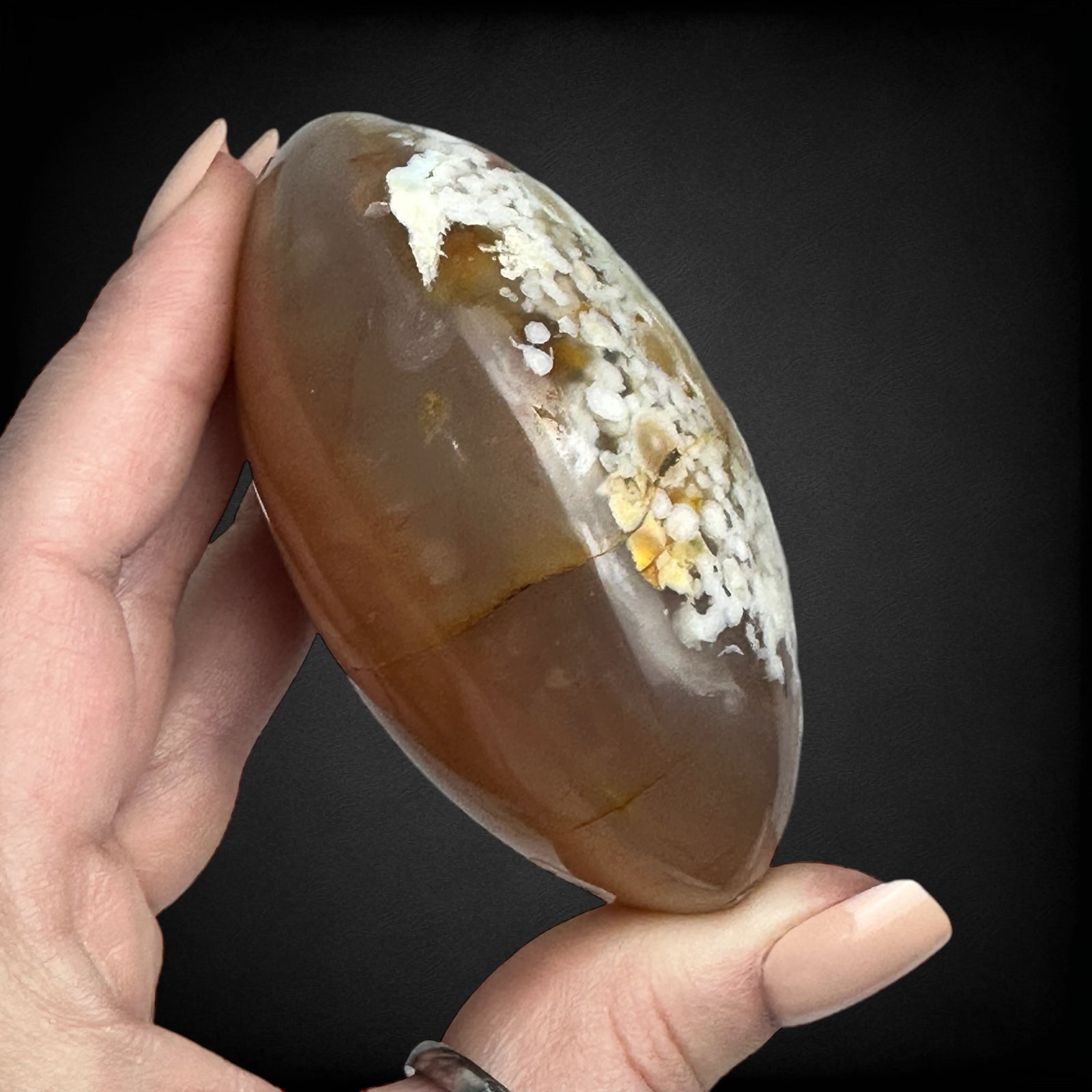 Carnelian Flower Agate Palm Stone | Stock A