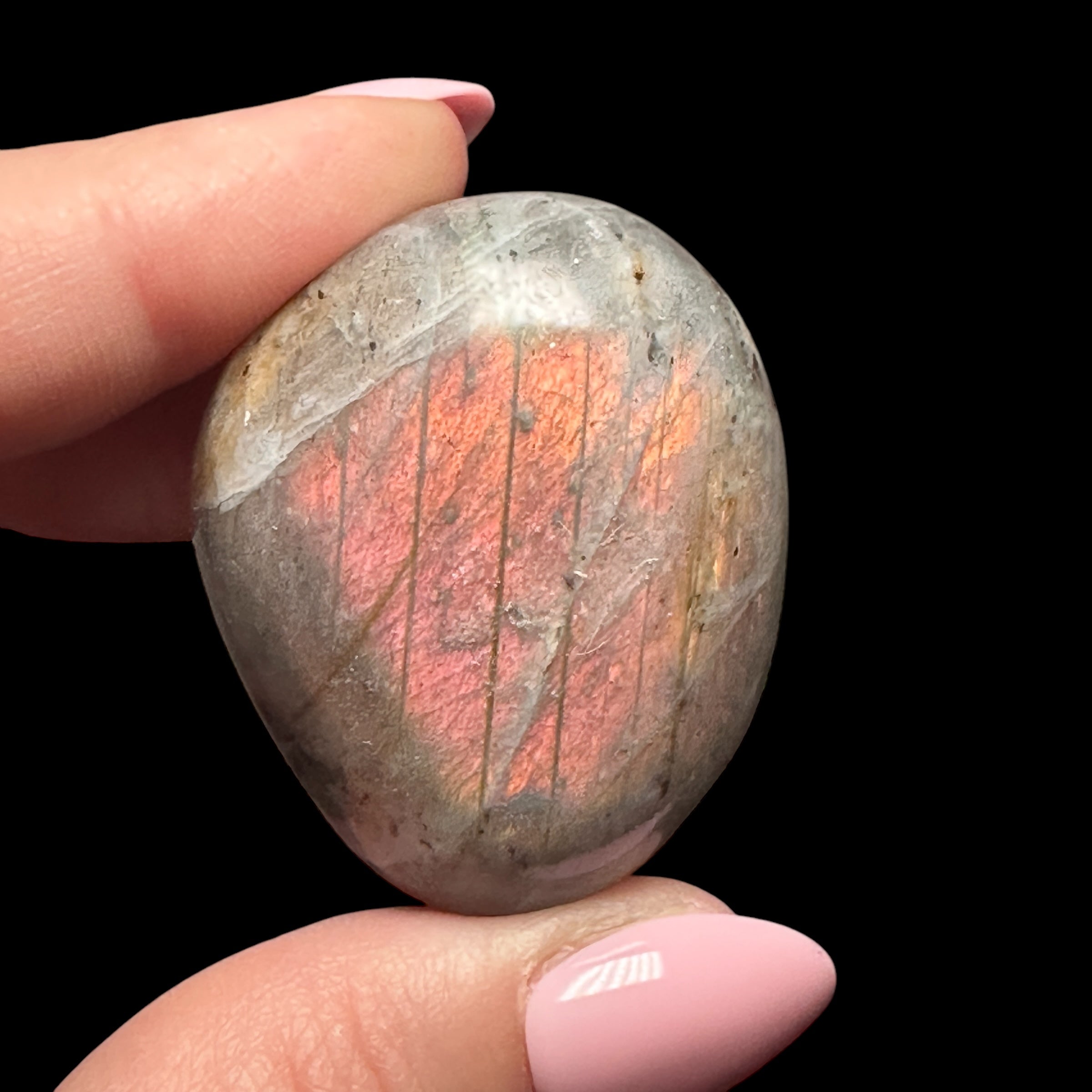 Sunset Labradorite Palm Stone for Intuition, Transformation, & Inner Strength